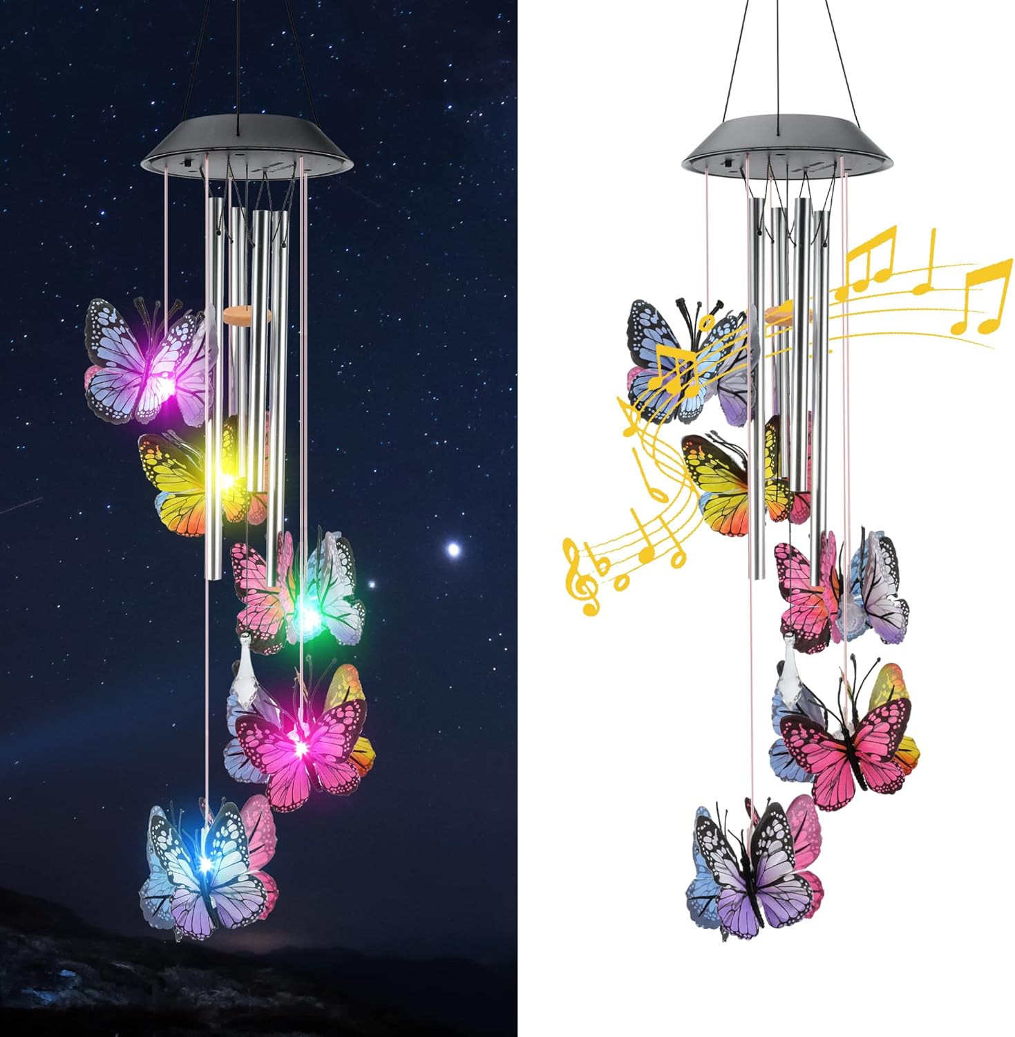 Solar Wind Chimes, Solar Butterfly Wind Chimes, Outdoor