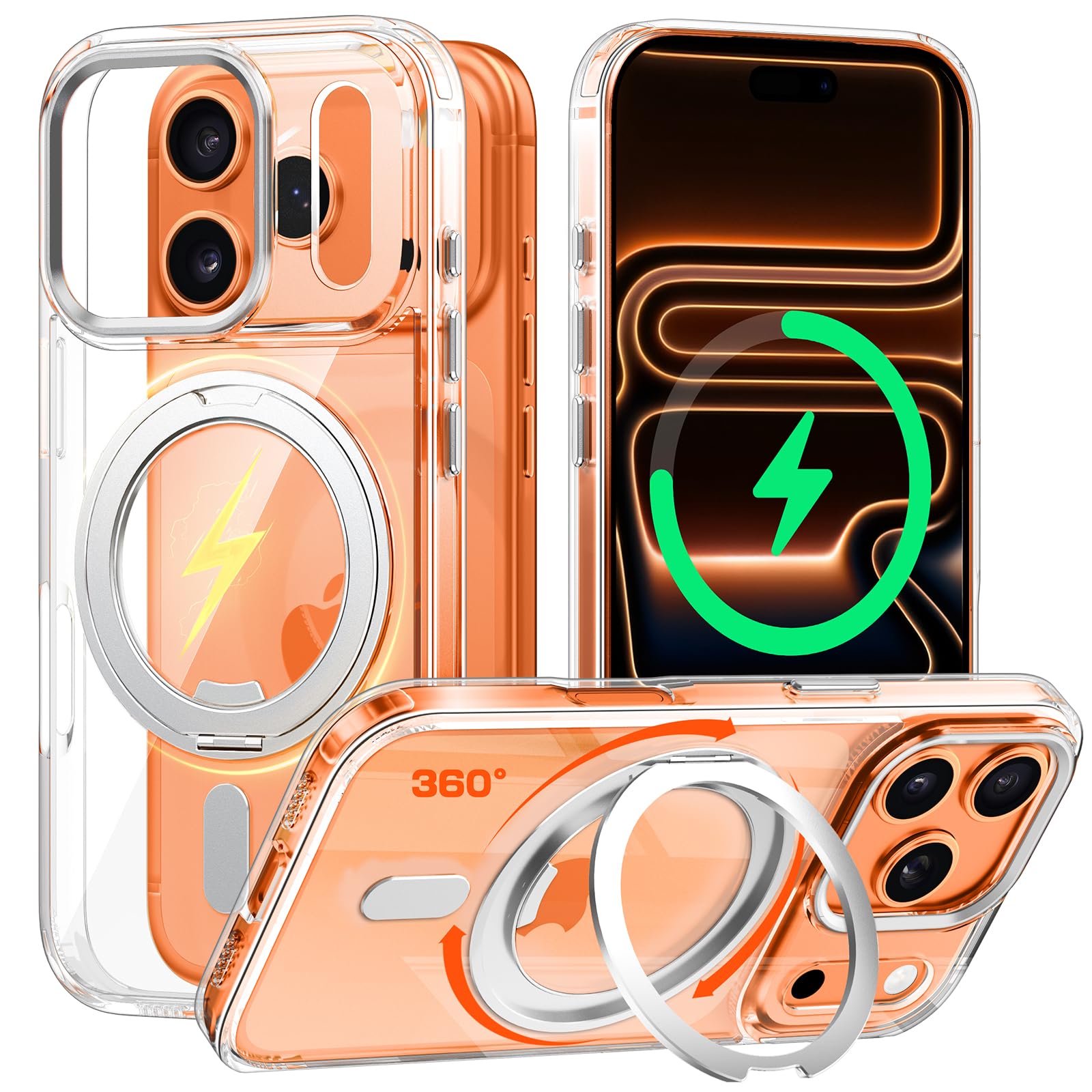 iPhone17Pro用360°回転式スタンドケース Amazon.co.jp: iPhone 17 Pro 用 ケース Magsafe対応 【カチカチ固定