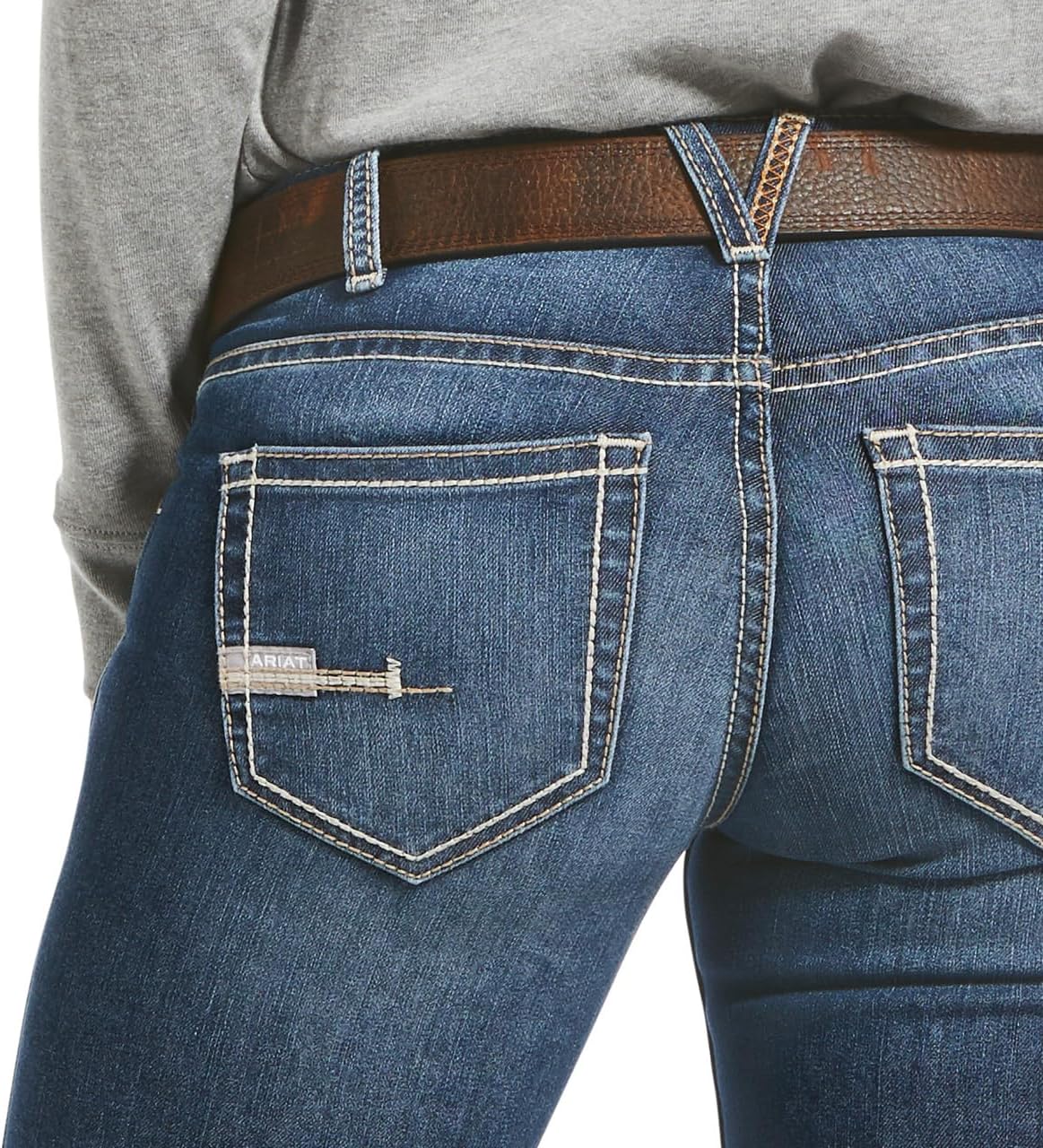 Ariat Women's Rebar Mid Rise Durastretch Nightride Riveter Work Straight Jeans Blue 27 SHT - Image 3