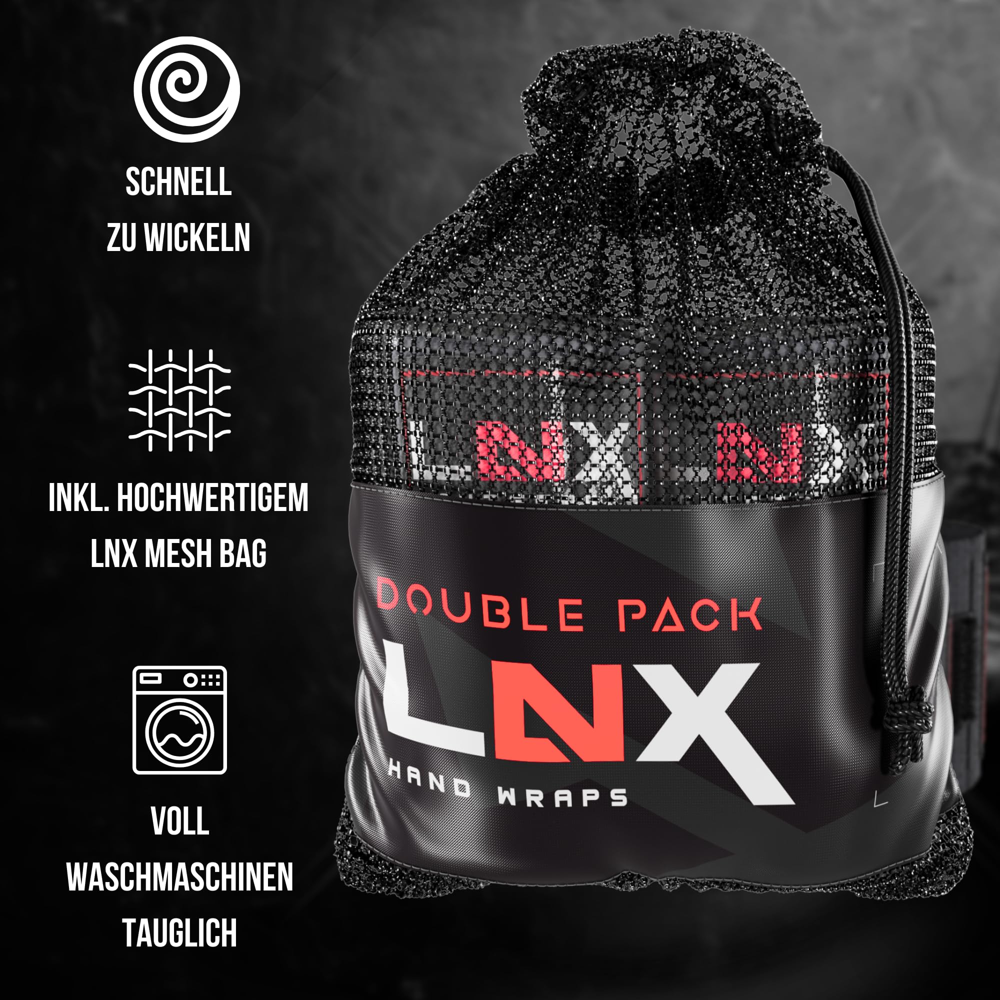 LNX Boxbandagen Doppelpack 2,5 3,5 oder 4,5m - Profi Bandagen für Boxen Kickboxen Muay Thai MMA UVM 250 350 450cm