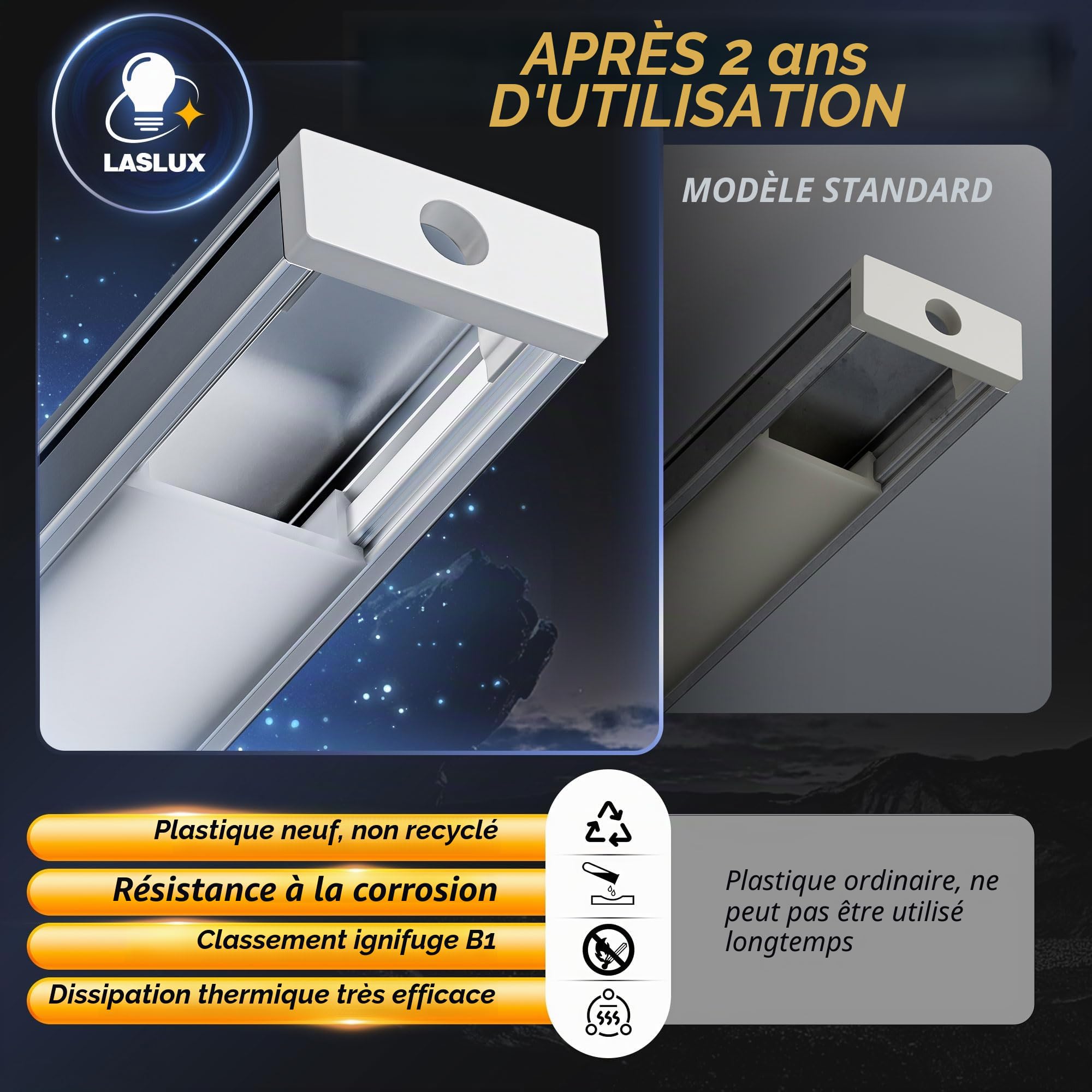 5 x Profilés en Aluminium pour Bandes LED 2 m (Total 10 m), Canaux LED en Forme de U max Ruban Led 12 mm, avec Couvercle Blanc Crème Diffuseur LED, Metal Mounting Clips - 2000 x 17,4 x 7 mm