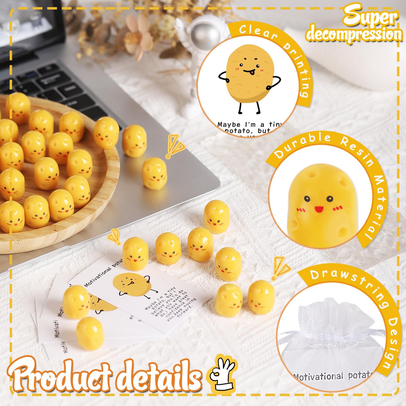 XIHIRCD 100pz Patate Che Ispirano Positivamente, Mini Patate In Resina