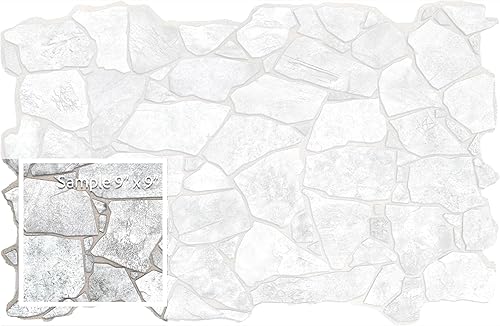 Dundee Deco Panel de pared 3D de PVC de piedra sintética blanca y gris, 3.2 pies x 2.1 pies (38.6 in x 24.8 in), decoración de paneles de pared de