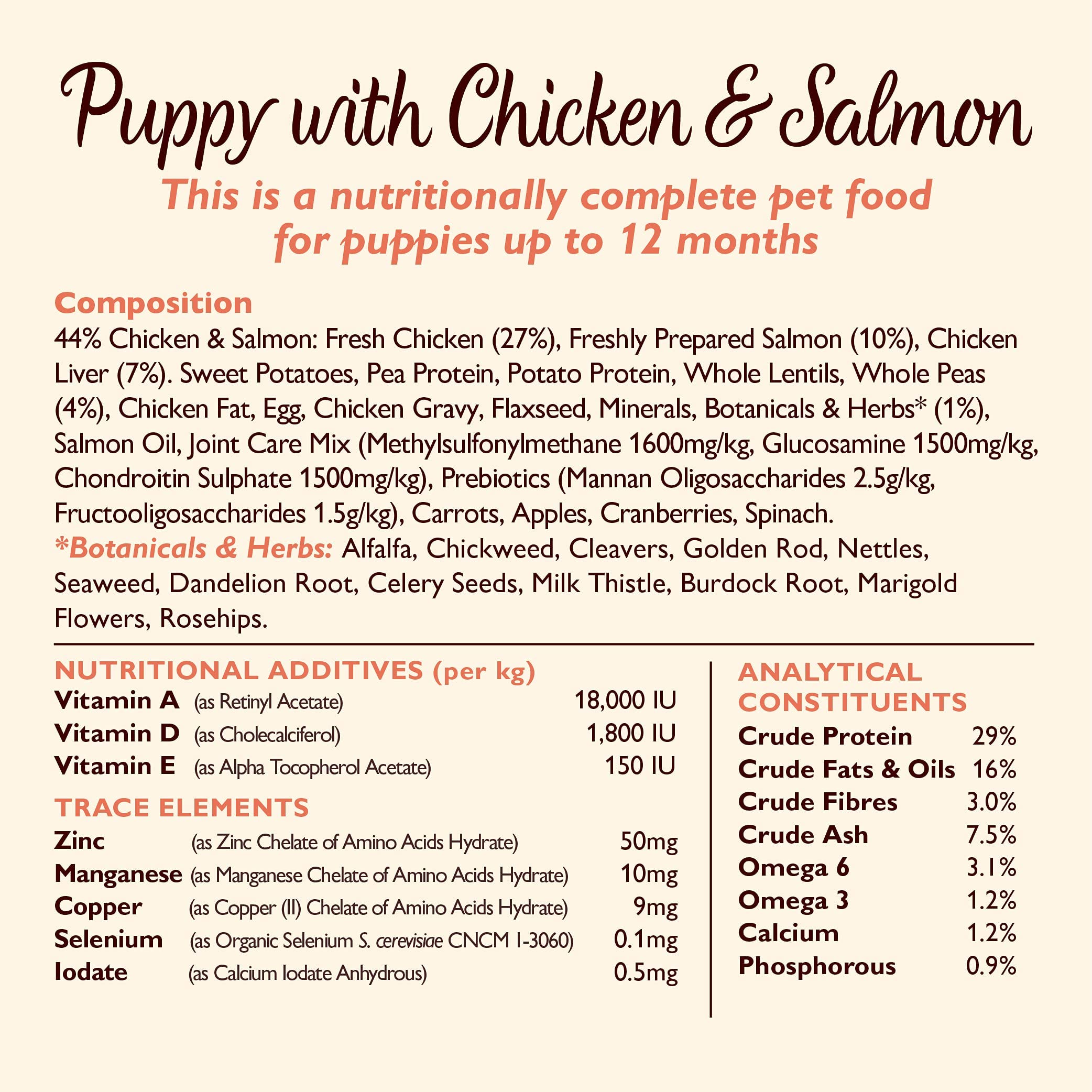 Lily's Kitchen Puppy Recipe con pollo y salmón - Alimento seco completo para perros sin cereales (7 kg)