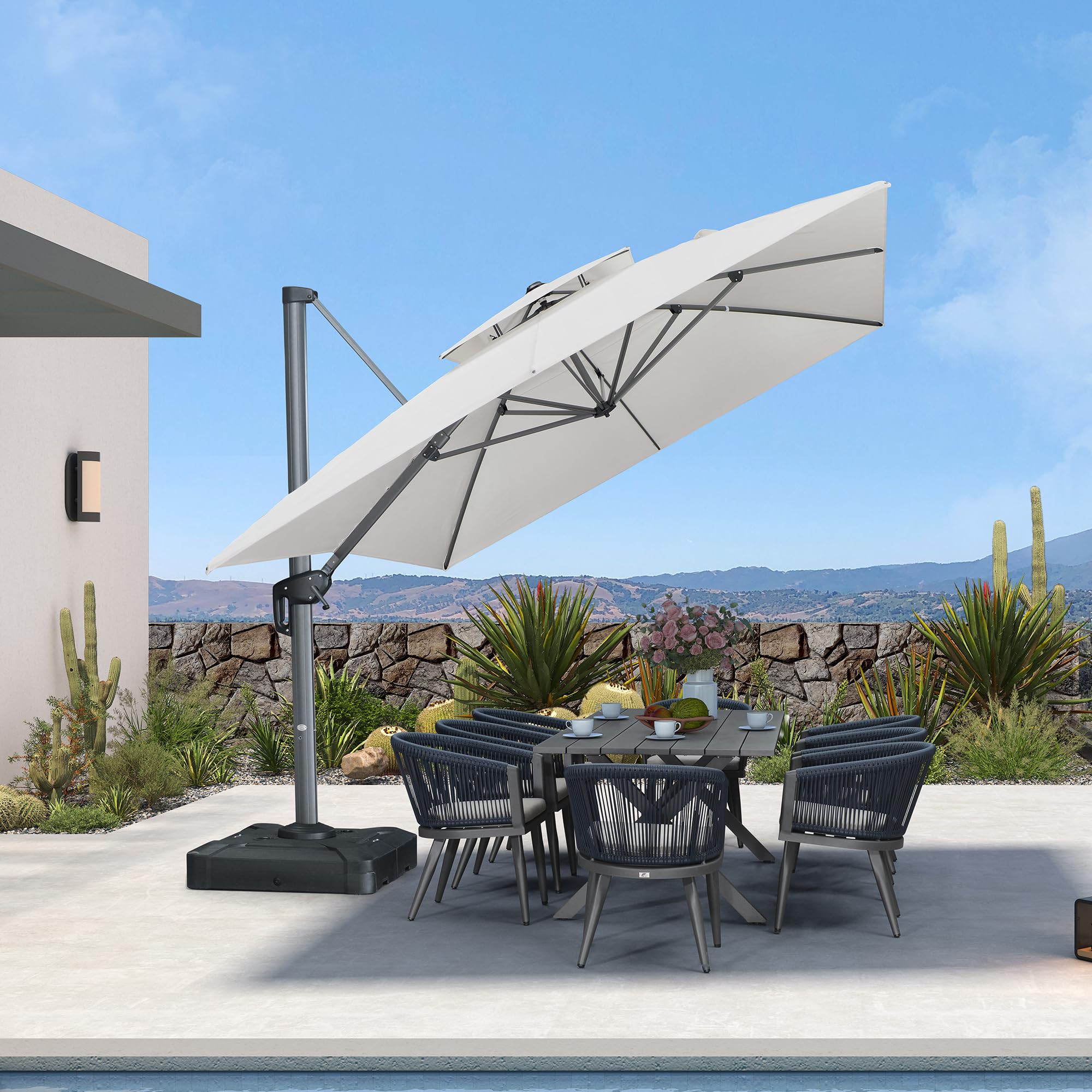 PURPLE LEAF Sunbrella 10x13 Rectangle Cantilever Umbrella