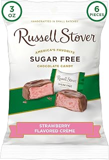Russell Stover Sugar Free Strawberry Cream with Stevia, 3 Ounce Bag, Pack of 12
