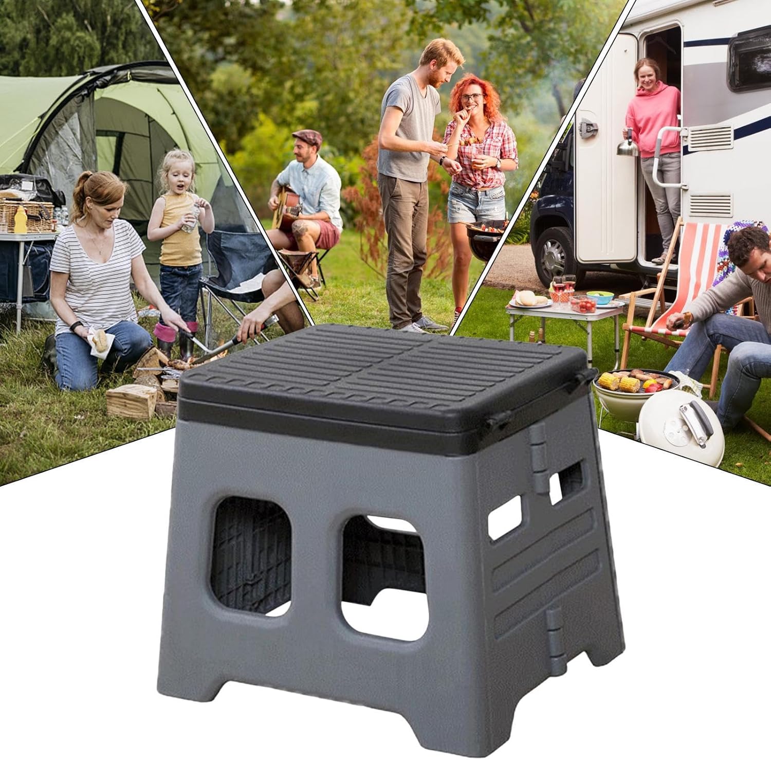 Camping Toilet Seat - Portable Foldable Travel Toilet for Adults and Kids, Lightweight Truck with Construction for Car, Rv, Camping, Hiking, Emergencies, and Outdoor Use 14 Inches