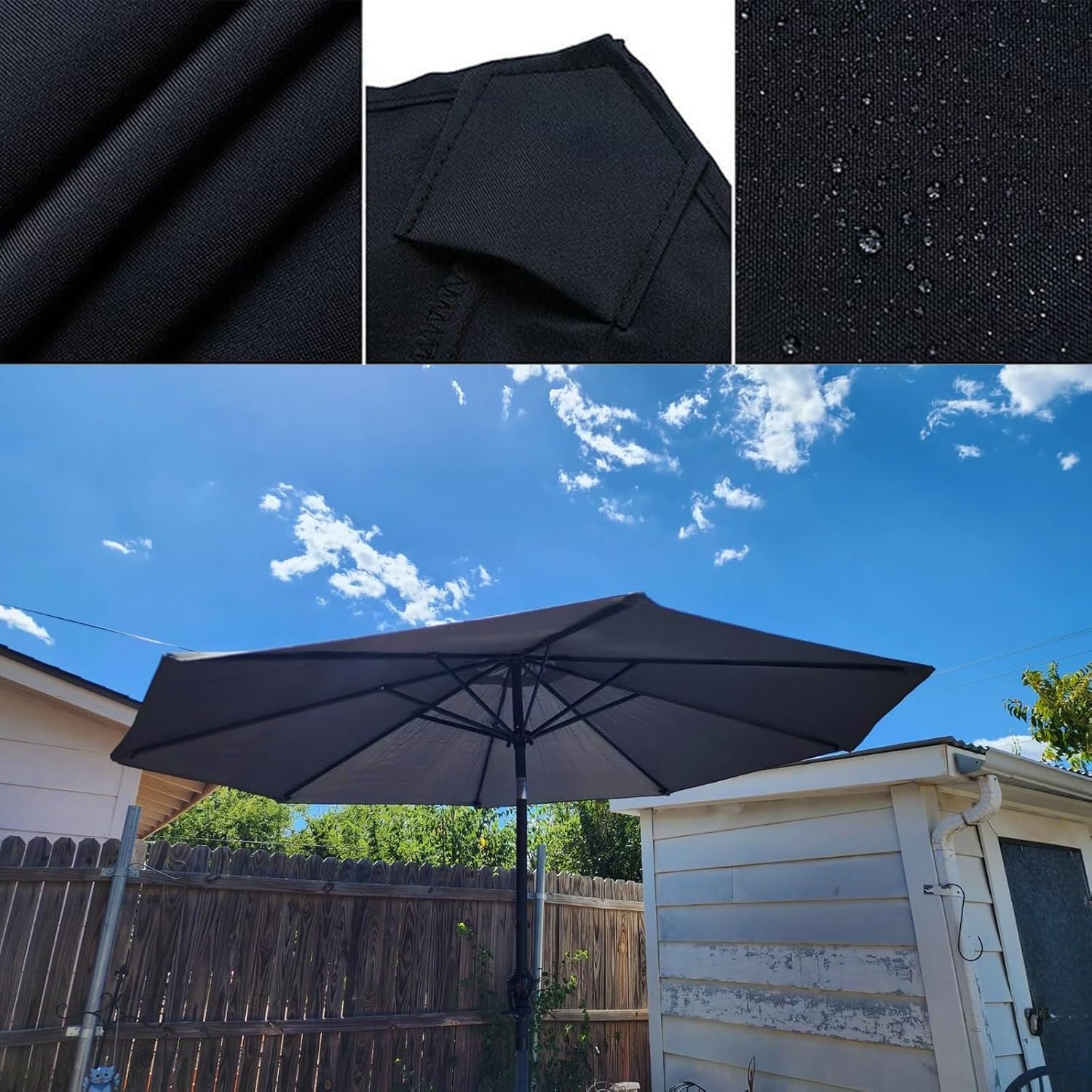 Umbrella Replacement Canopy, Parasol Canopy for Sun Protection, Ideal for Garden, Patio, Yard, Beach, Pool, and Market Tables - 6 Rib Design, Dark Green