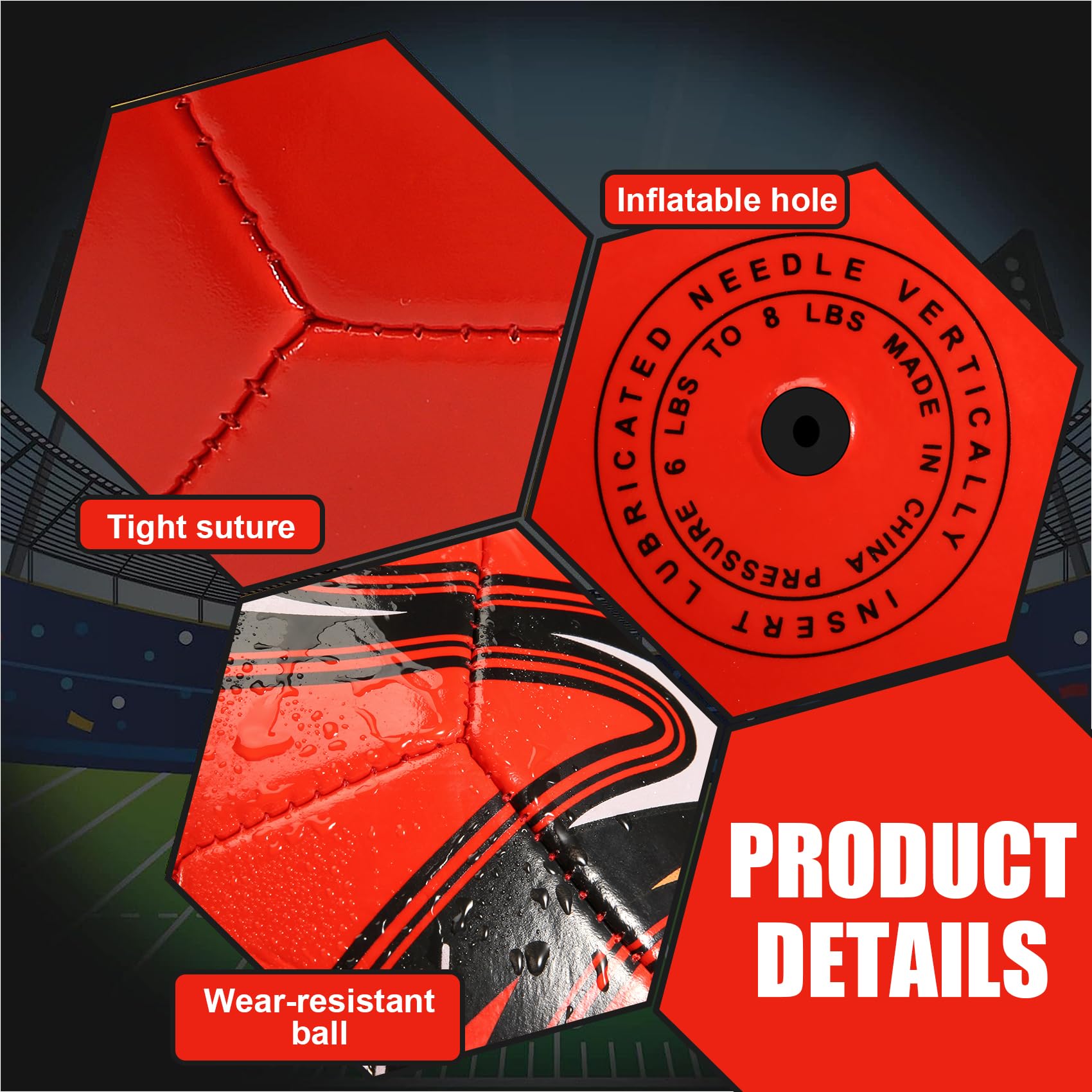 yasoe Ballon de Football Professionnel Taille 5 Rouge