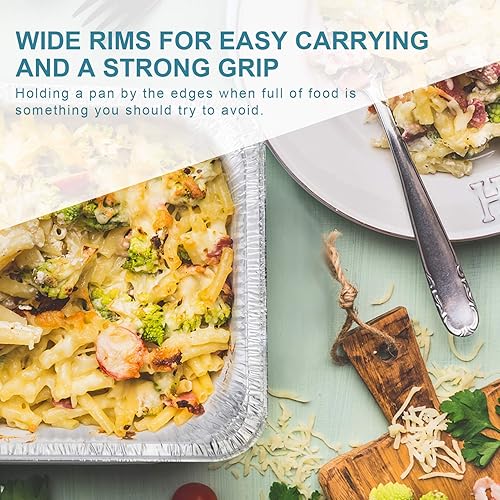 Miniatura 6 de XIAFEI Sartenes de papel de aluminio de 9 x 13 pulgadas (paquete de 10), sartenes desechables de papel de aluminio profundo de tamaño medio,