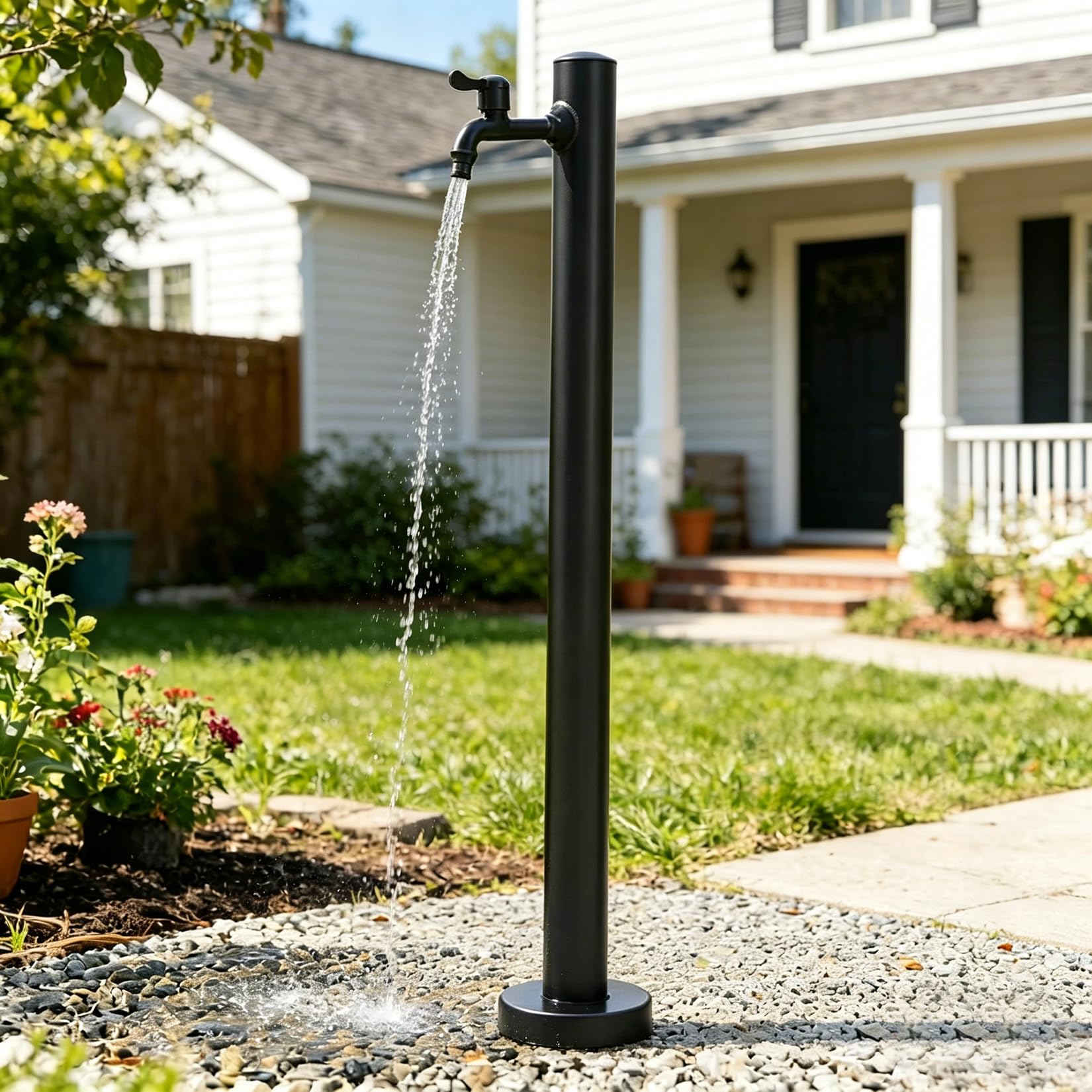 304 Stainless Steel Standing Water Tap,Vertical Courtyard Faucet,Freestanding Stainless Steel Garden Water Column,Freeze Proof Outdoor,Floor Mount,for Outdoor Irrigation & Watering 95cm