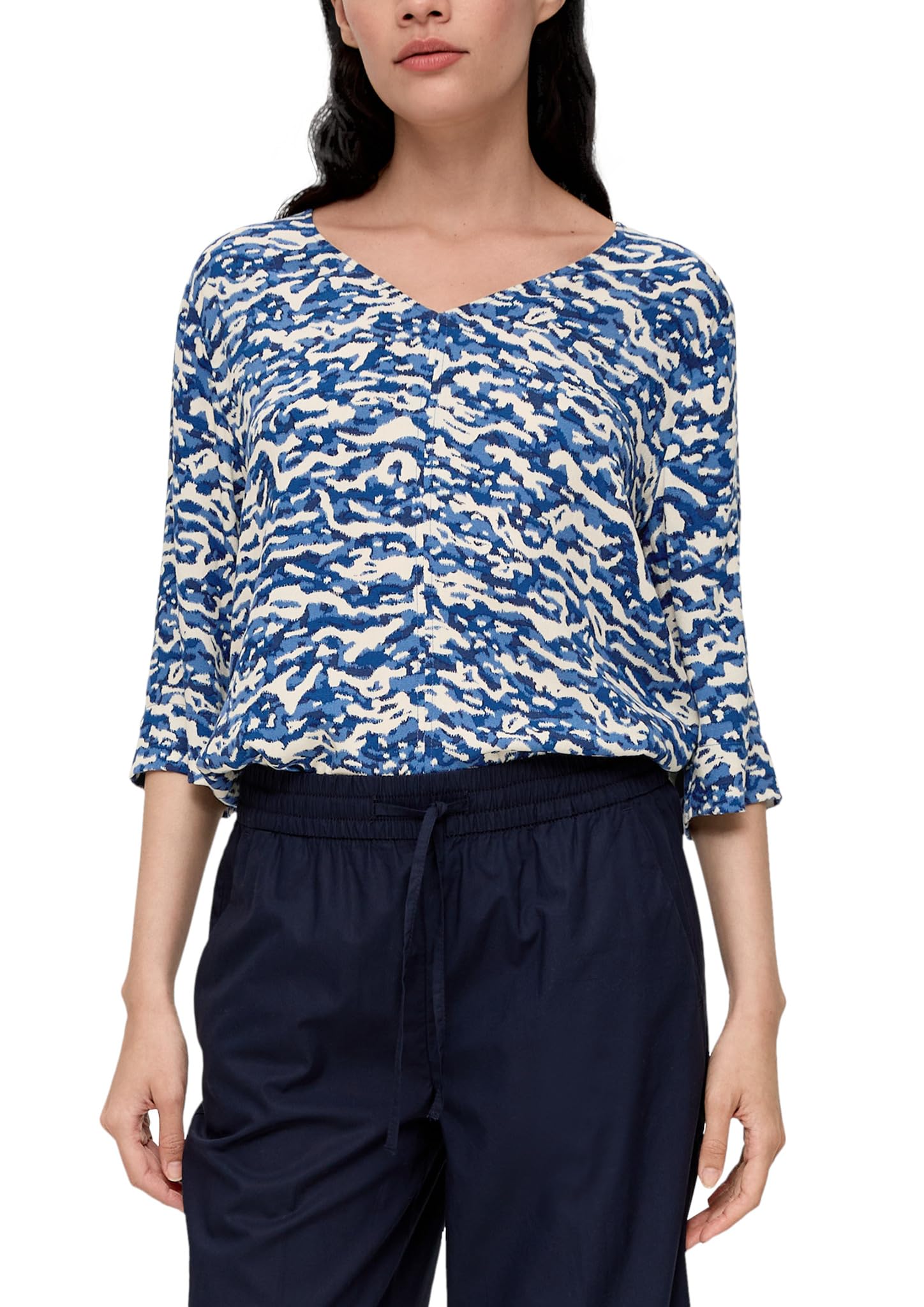 s.Oliver Women's Blouse 3/4 Sleeve Blue 38, Blue, 6