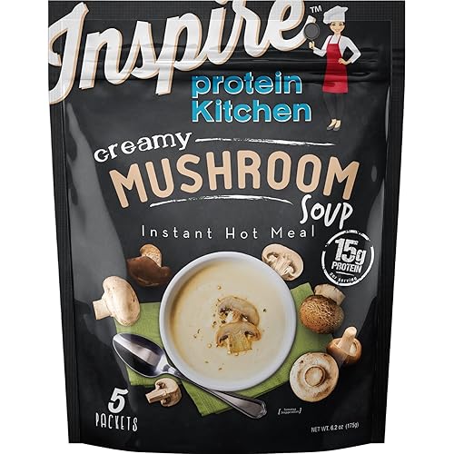Inspire - Sopa instantánea de hongos cremosos de 0.53 oz de proteína de Bariatric Eating (5 paquetes)