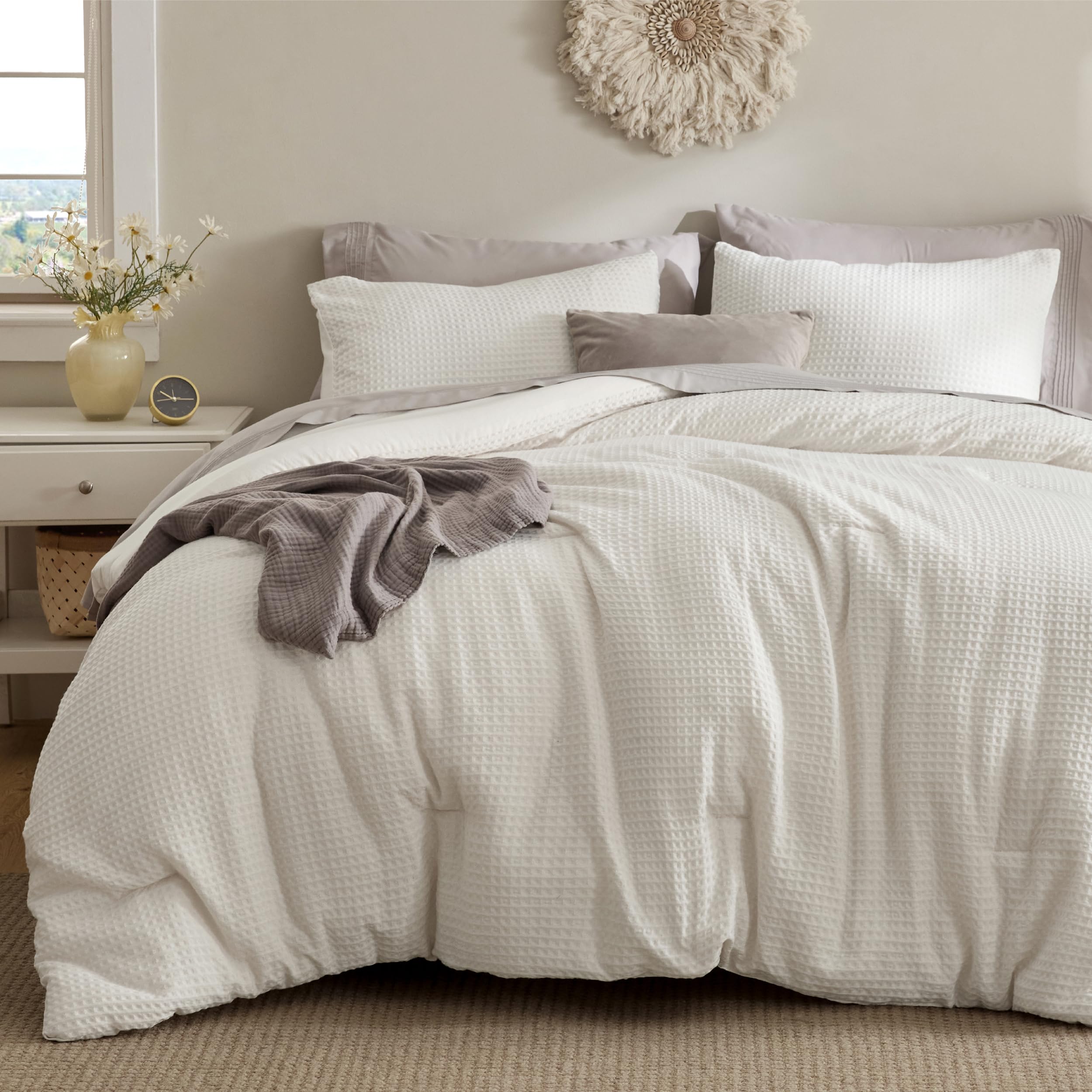 Bedsure Waffle Comforter Set King