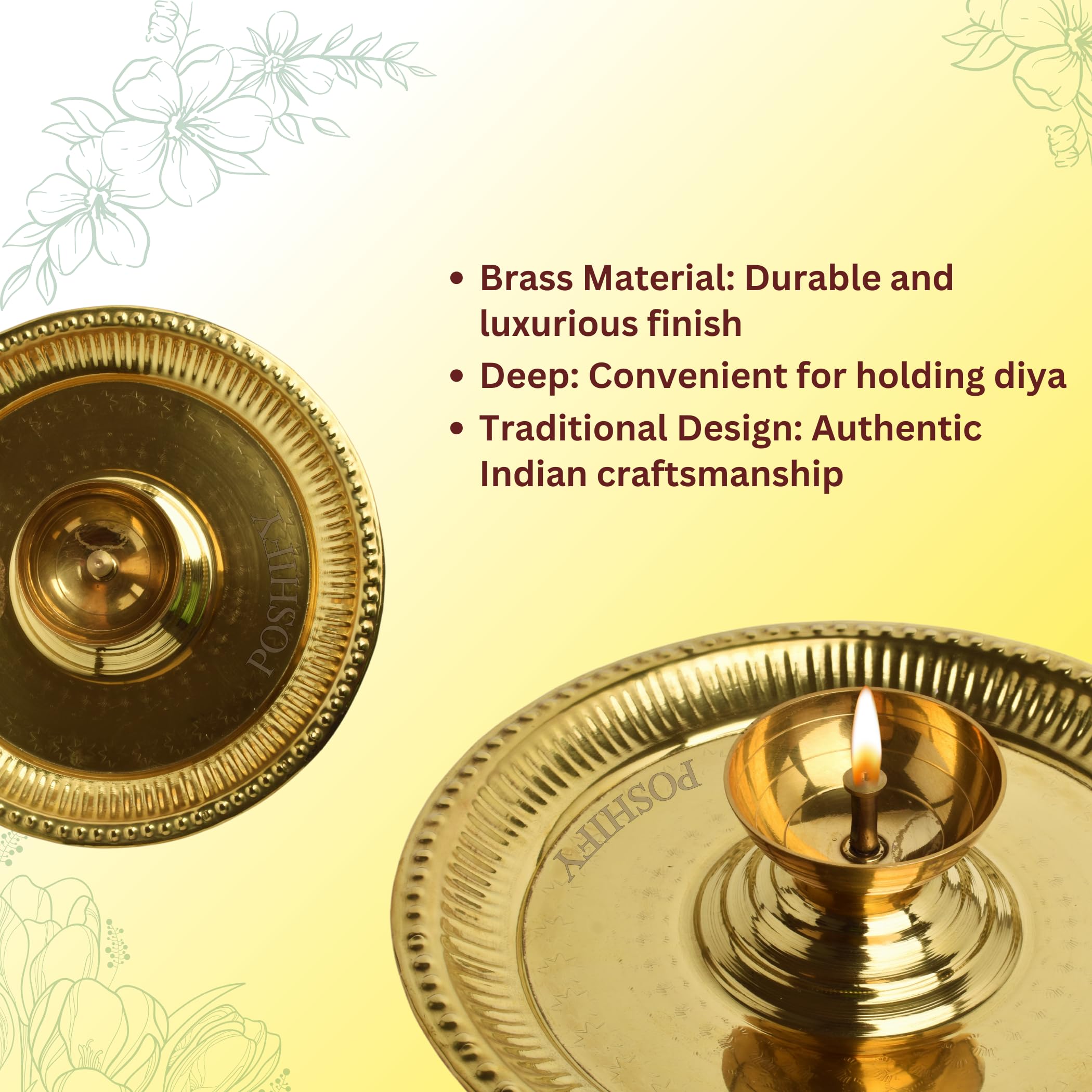 Brass Aarti Plate - Handcrafted Indian Diya -4 Brass Aarti Plate - Handcrafted Indian Diya -4