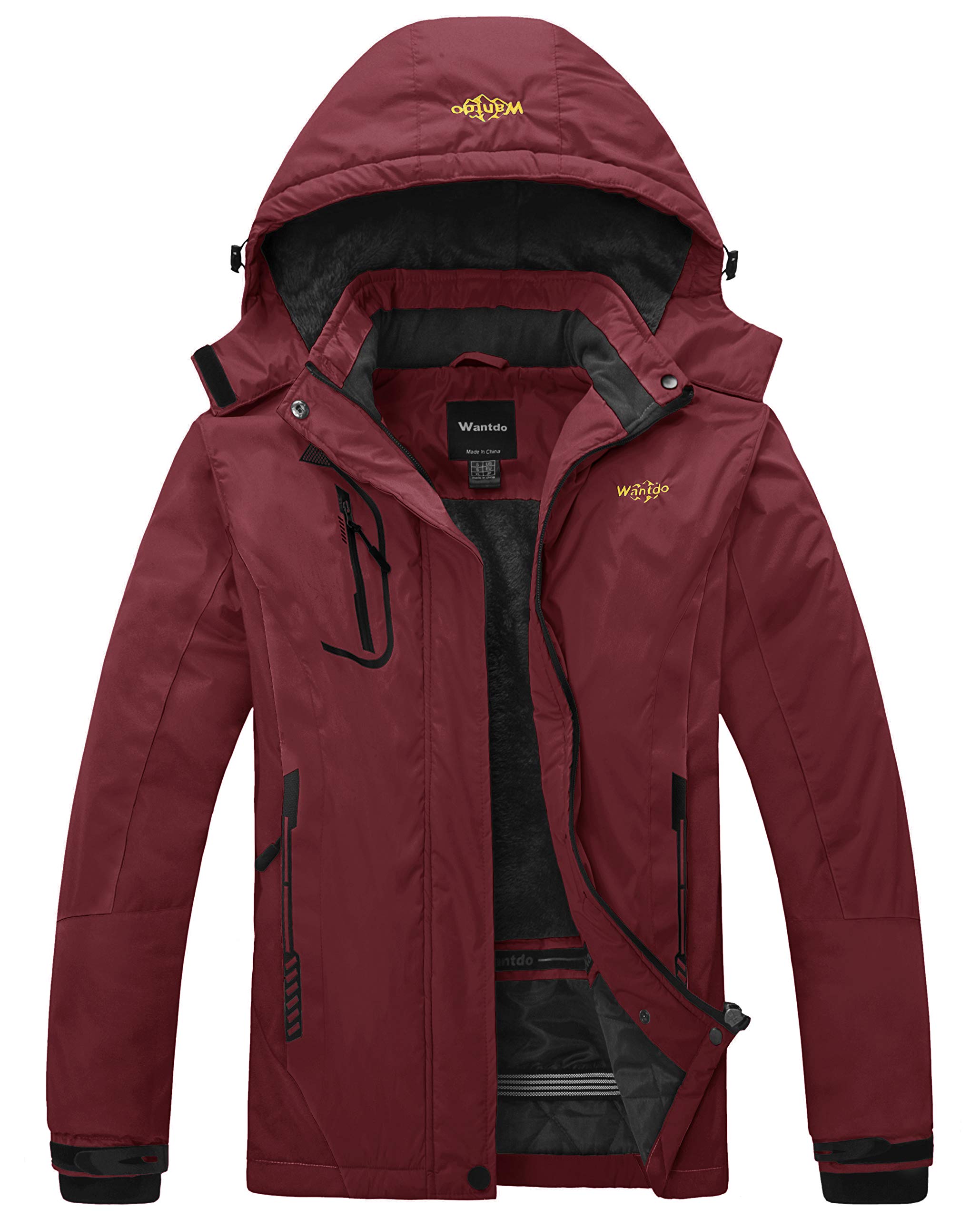 Wantdo Chaqueta de Esquí Cálida para Mujer con Forro Polar Chaqueta de Snowboard Impermeable con Capucha Abrigo de Montaña Impermeable Antiviento Mujer — view 14