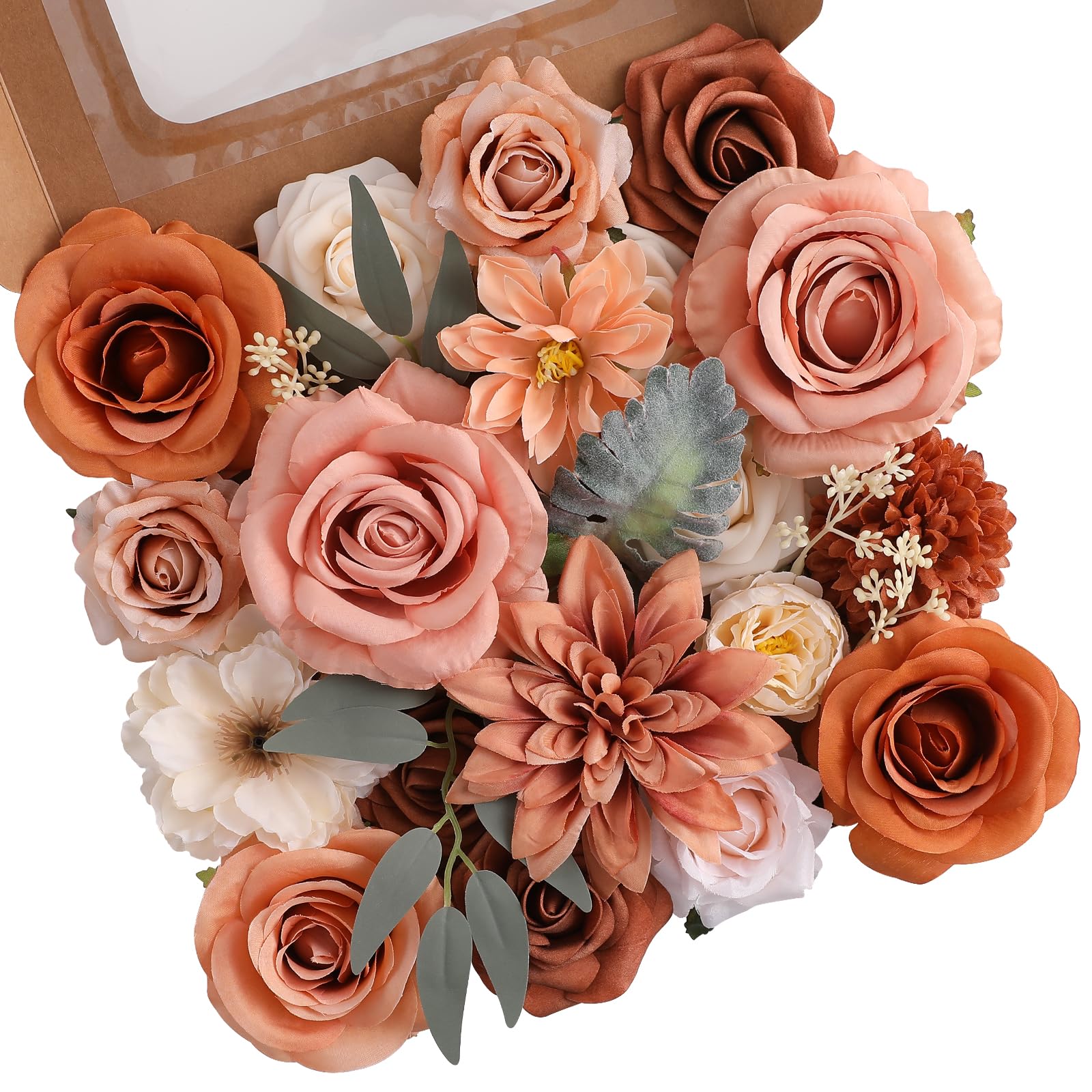Floweroyal Artificial Flowers Fake Rose Flowers Dahlia with Stems for DIY Wedding Bridal Bouquets, Baby Shower, Floral Arrangement, Table Centerpieces, Home Decorations