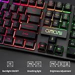 CHONCHOW Gaming LED Backlit Keyboard and Mouse Combo with Emitting Character Adjustable LED Backlight 3200 DPI USB Mouse Multimedia Keys Mechanical Feel for PC Resberry Pi Mac Ps5 (Black)