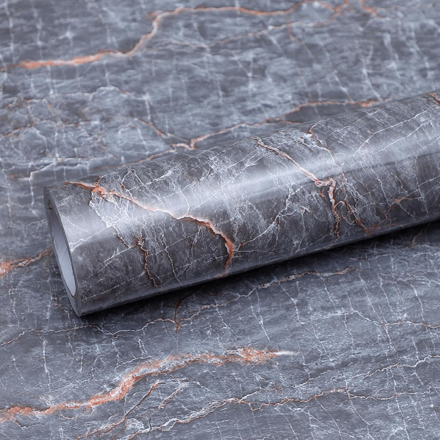 Gray Shiny Marble Wallpaper Granite Contact Paper Peel and Stick Wallpaper Waterproof Removal Kitchen Restroom Countertops Wall Cloth Vinyl Wrap 23.6" x 393"