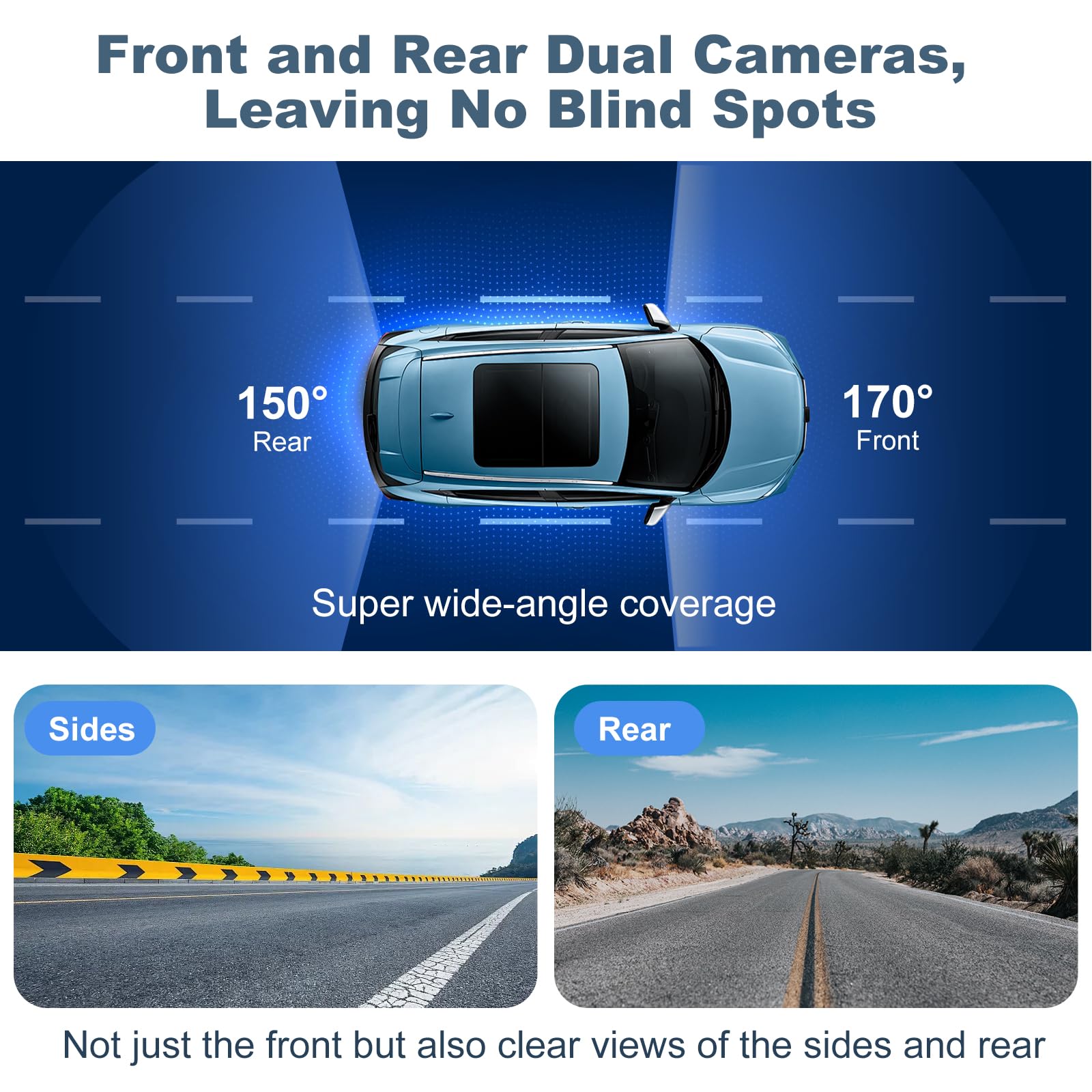 Cámara de salpicadero delantera y trasera, cámara dual para coche 4K, 5 GHz, WiFi GPS, pantalla táctil IPS de 3 pulgadas, 64 GB, visión nocturna, gran angular de 170°, modo de estacionamiento 24H