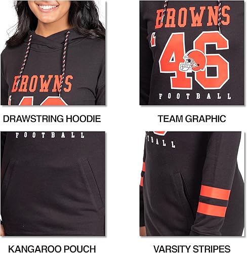 Miniatura 4 de Ultra Game NFL - Sudadera con capucha para mujer, sin botones, sudadera tipo túnica de tela de toalla francesa suave