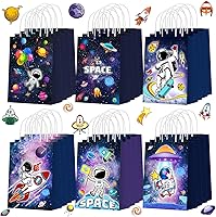 Vista 1 de Outus 24 piezas de bolsas de recuerdos de fiesta espacial, bolsas de regalo de galaxia, bolsas de papel para dulces de astronautas, bolsas