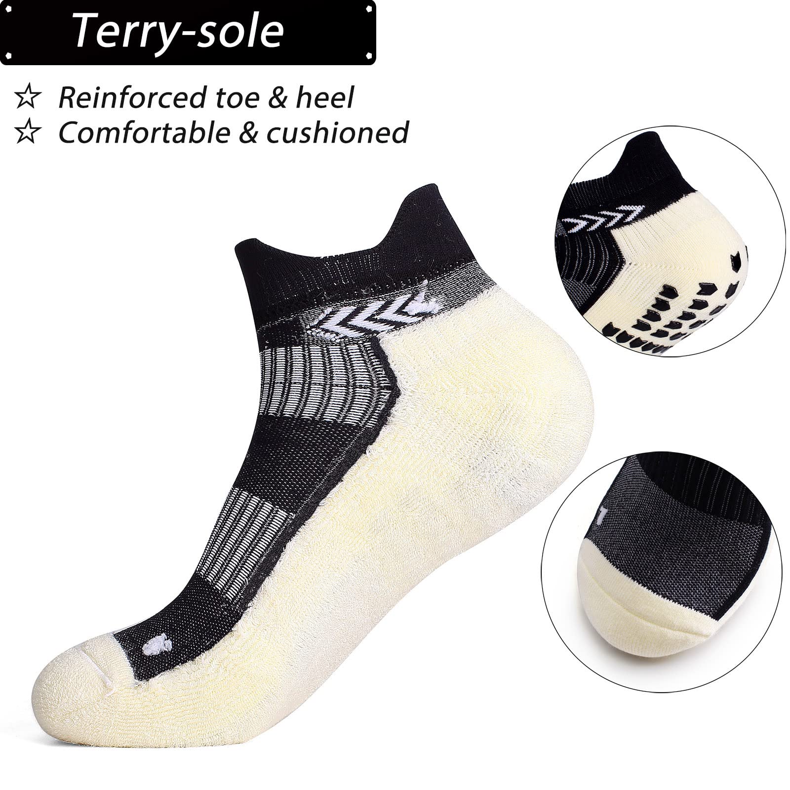 Calzini sportivi antiscivolo per uomo donna Calzini, Morbido cotone Traspirante Elastico Calzini atletico per calcio Corsa Bici da corsa Ciclismo Escursionismo Basket Tennis Yoga…