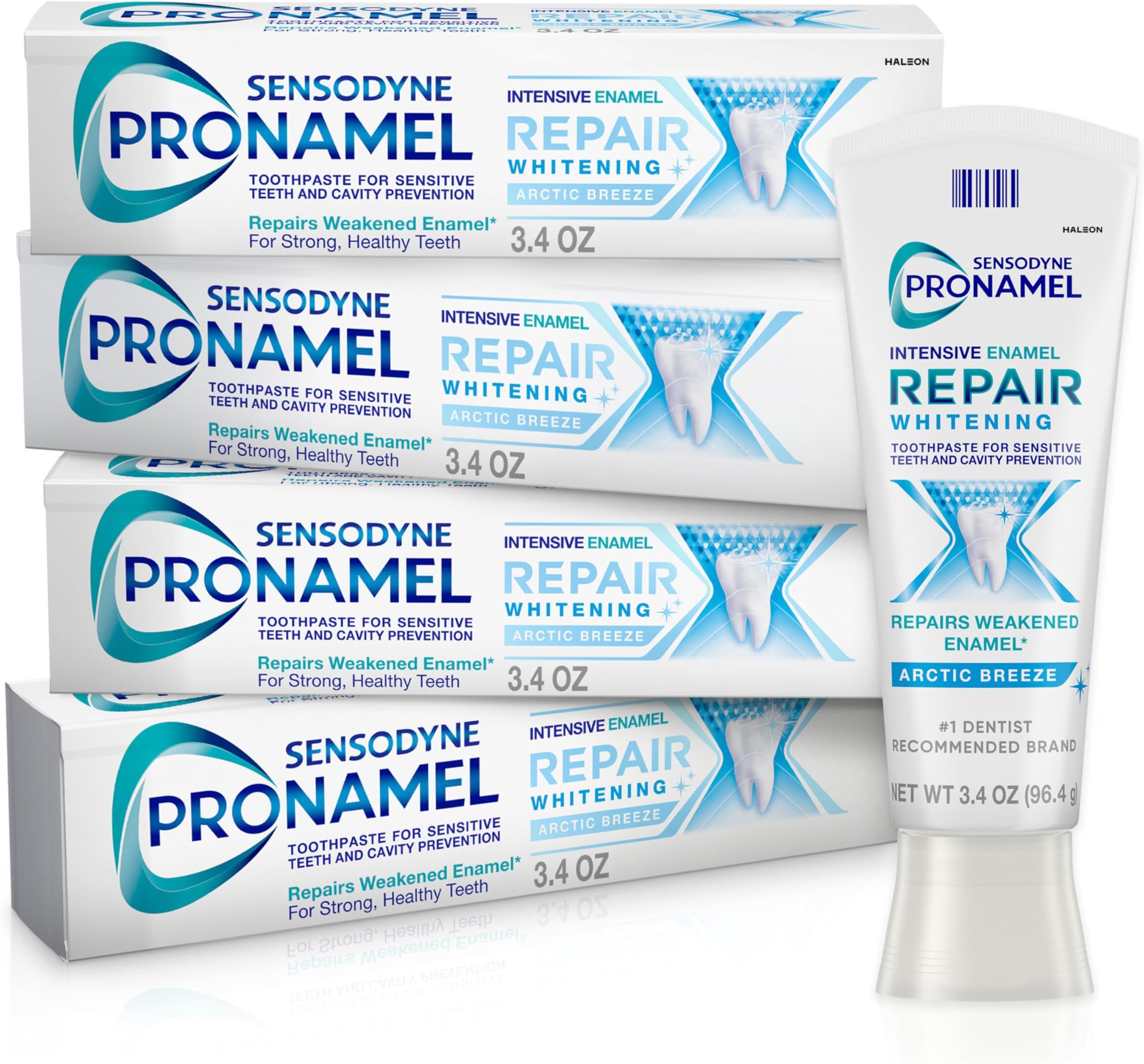 Intensive Enamel Repair Toothpaste for Sensitive Teeth and Cavity Protection, Whitening Toothpaste to Strengthen Enamel, Arctic Breeze - 3.4 Ounces x 4