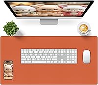 Vista 58 de Bloss Tapete de escritorio beige de 23.6 x 13.8 pulgadas, tapete de escritorio para escritorio, alfombrilla de mouse de cuero grande impermeable