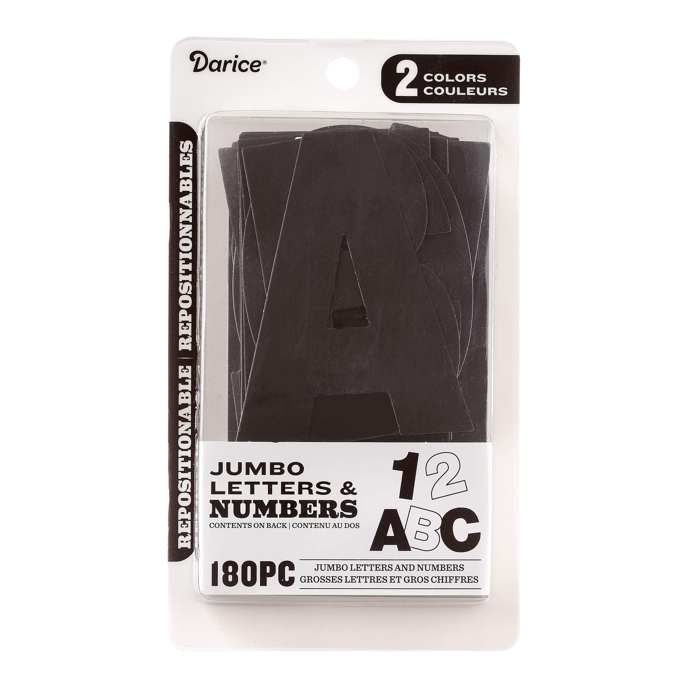 Darice Jumbo Black & White Letters & Numbers, 180 Pieces Poster Letters