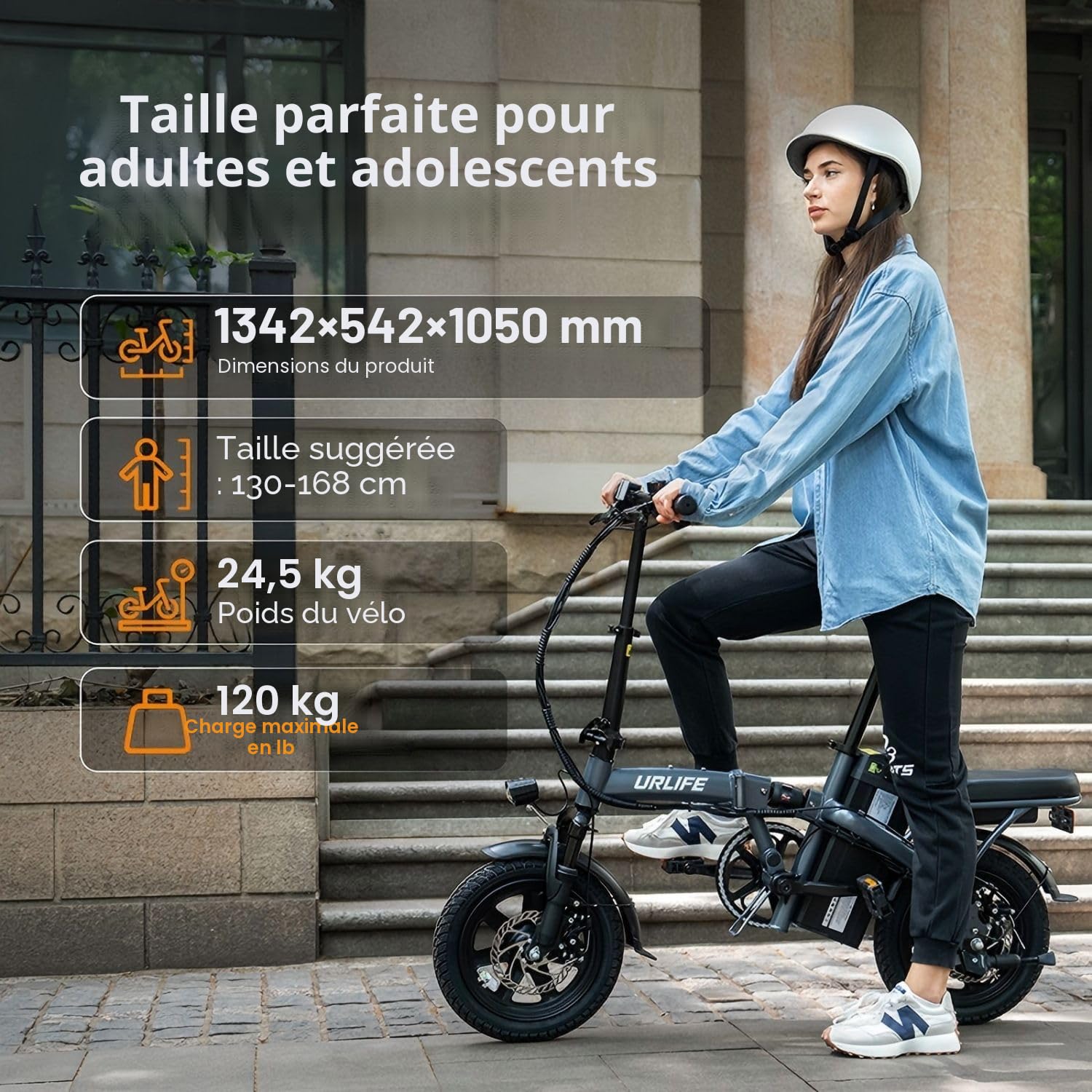 URLIFE Vélo Électrique Pliant 14" 48V7.5Ah Batterie Lithium Amovible Moteur 250W Autonomie 40-60km Adulte