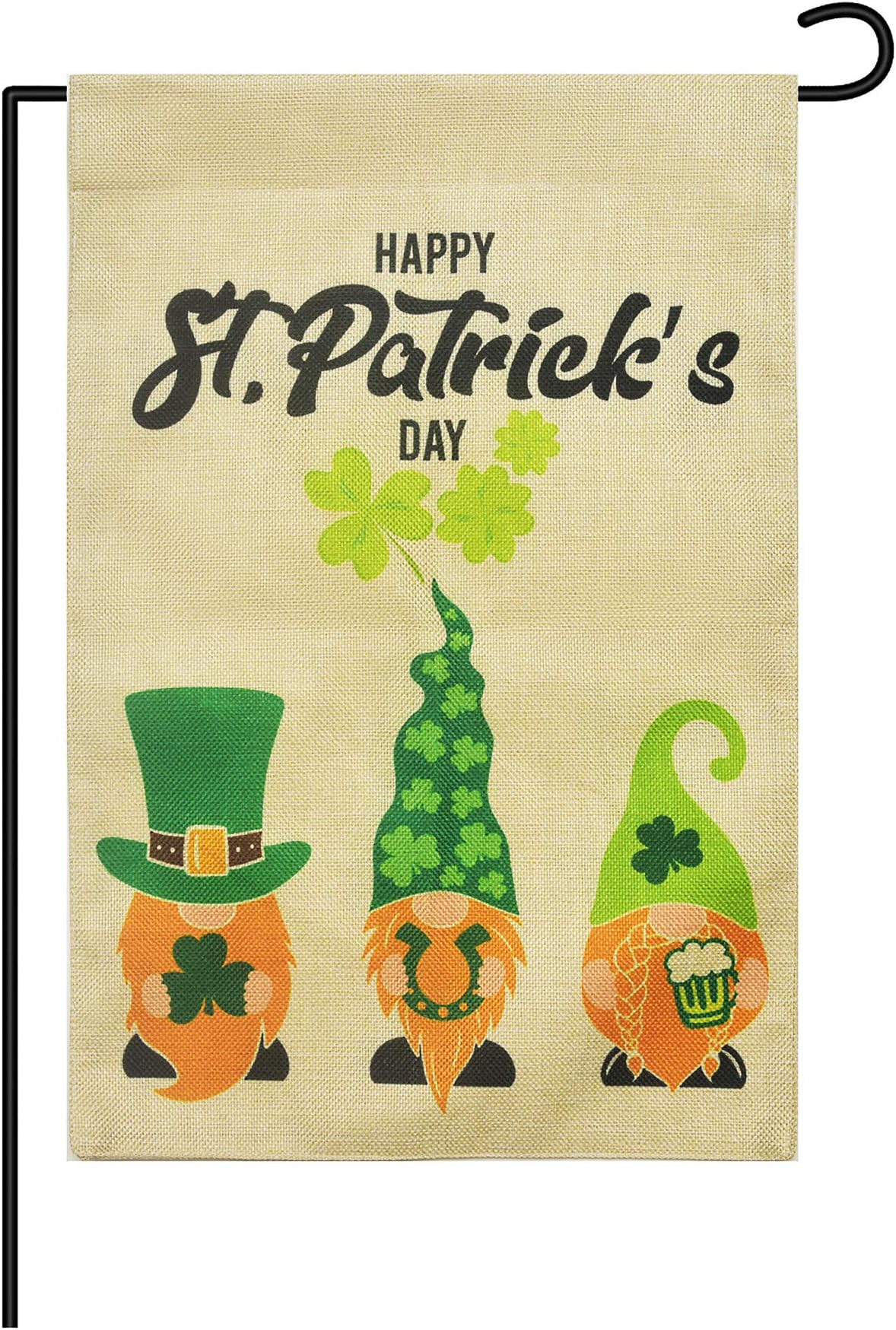 St. Patrick Garden Flag,12 Inch x18 Inch St. Patrick Flag,Garden House Flags, St. Patrick Yard Decorations Holiday Outdoor Decor (No Metal Holder Stand)