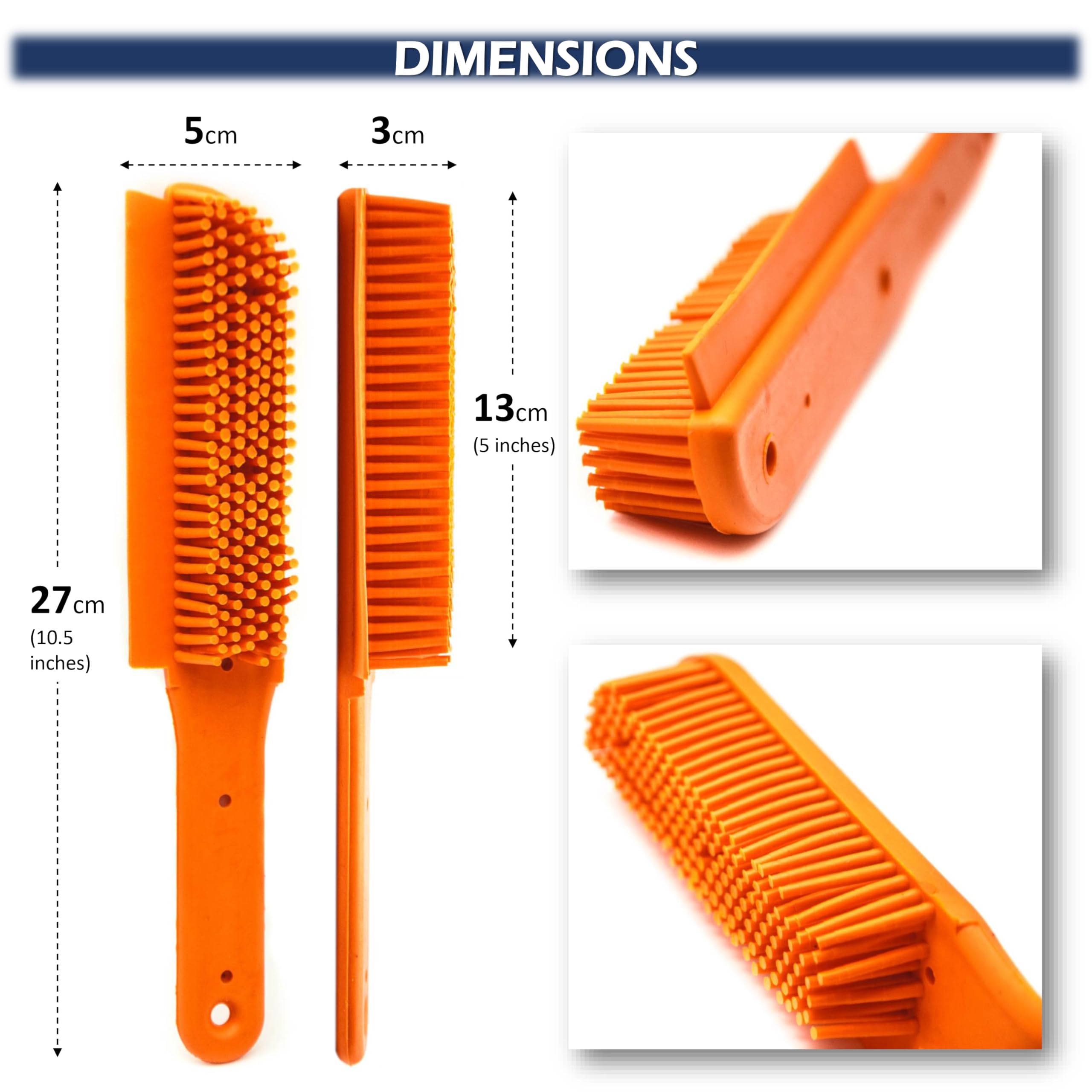 2 in 1: Professional Multi-Use Pet Hair Remover RUBBER BRUSH to Broom Outdoor & Indoor, Blue - Image 3