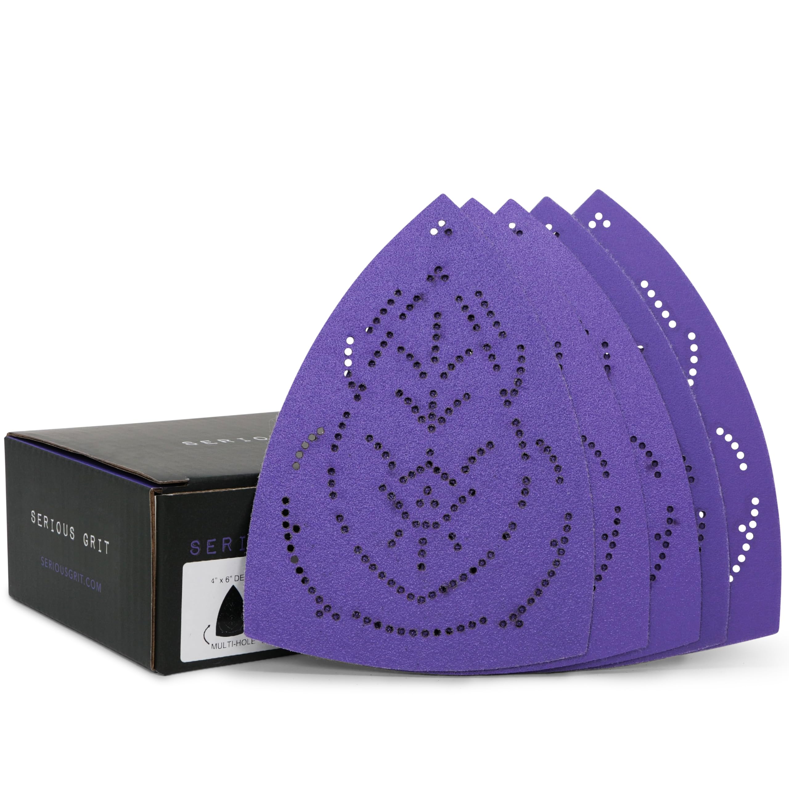 Serious Grit - 4" x 6" Delta (100mm x 150mm) Assorted Grit Sanding Sheets - Ceramic Grain - Multi-Hole Design Fits Festool & Mirka 4x6 Delta Sanders -