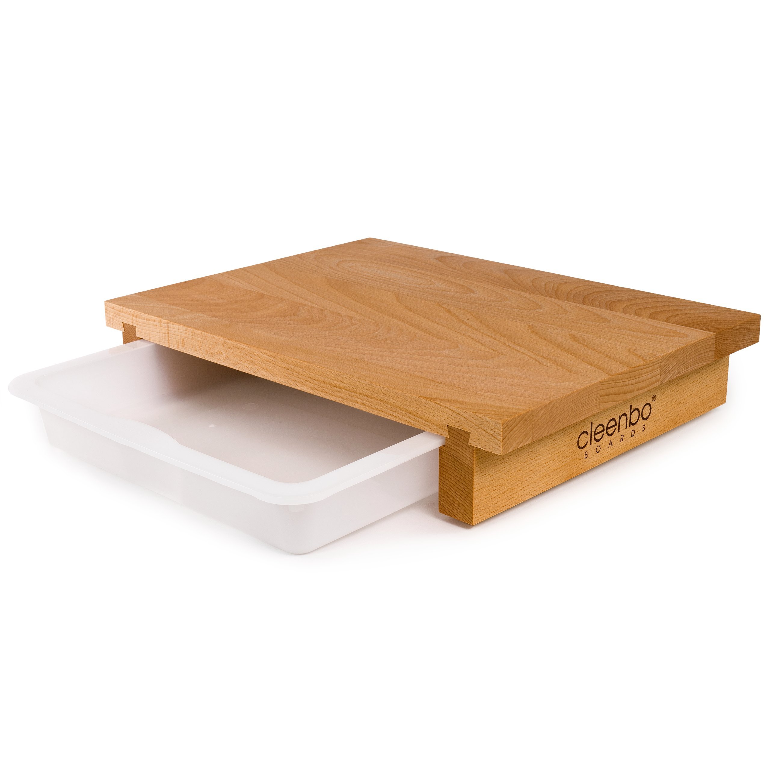 Chopping Boards Classic Beech, Oiled Big Wood countertop Cutting Board with Plastic Tray Inserts, Faster Food prep, Professional for Kitchen, Eco-Friendly, Natural,15.7 x 11.4 x 2.7 in
