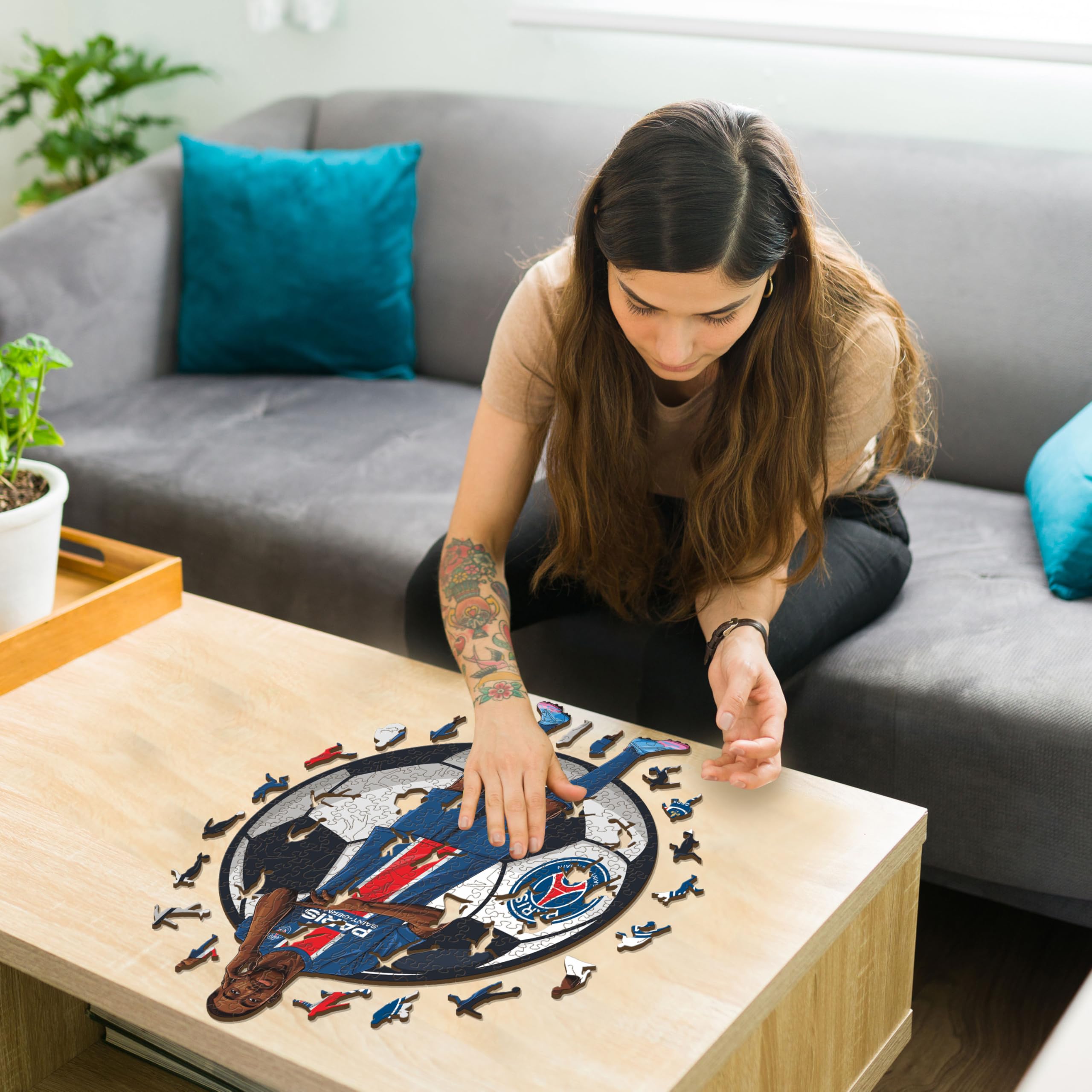 Iconic Puzzles - PSG, Ousmane Dembélé, oficjalnie licencjonowane drewniane puzzle, 100% trwałe, prezent dla dorosłych i dzieci, rozmiar L, 500 elementów