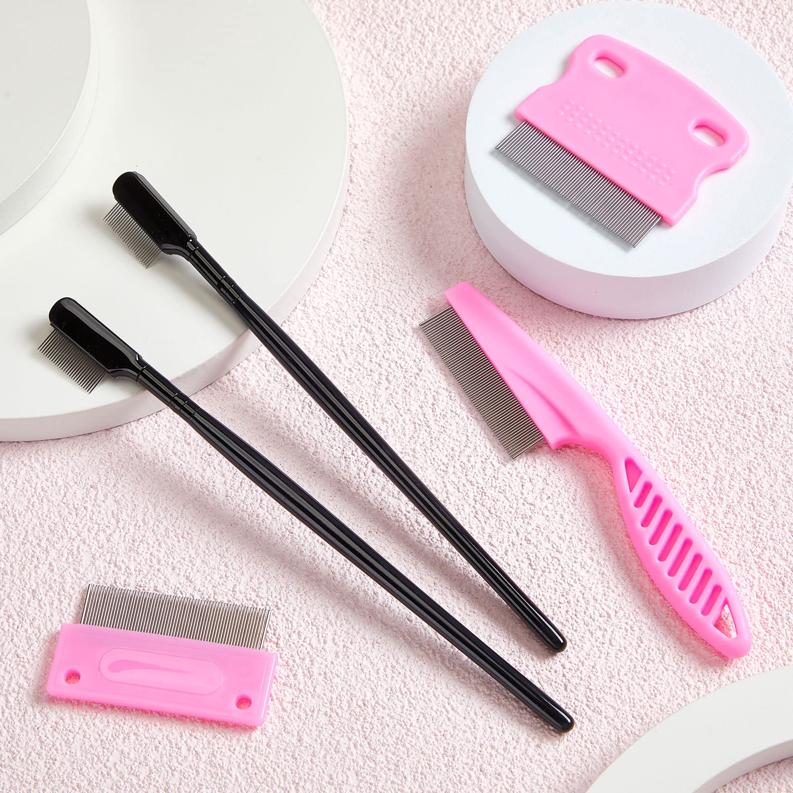5 Pieces Dog Eye Combs Tear Stain Remover Combs Pet Grooming Comb for Small Dogs Gently Removing Eye Mucus and Crust (Pink, Black) - image 5