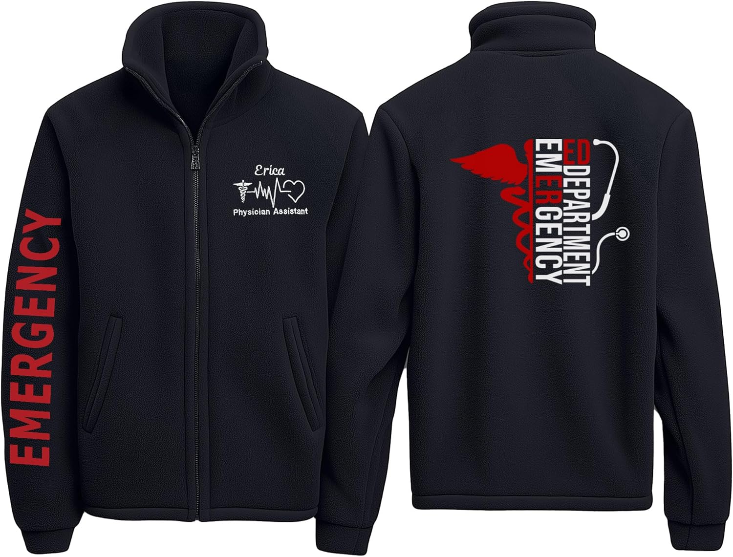 Custom Embroidered Nurse Fleece Jacket, RN CNA LPN Medical Zip Up Coat, Personalized Nursing Jacket,Gift for Nurse 3