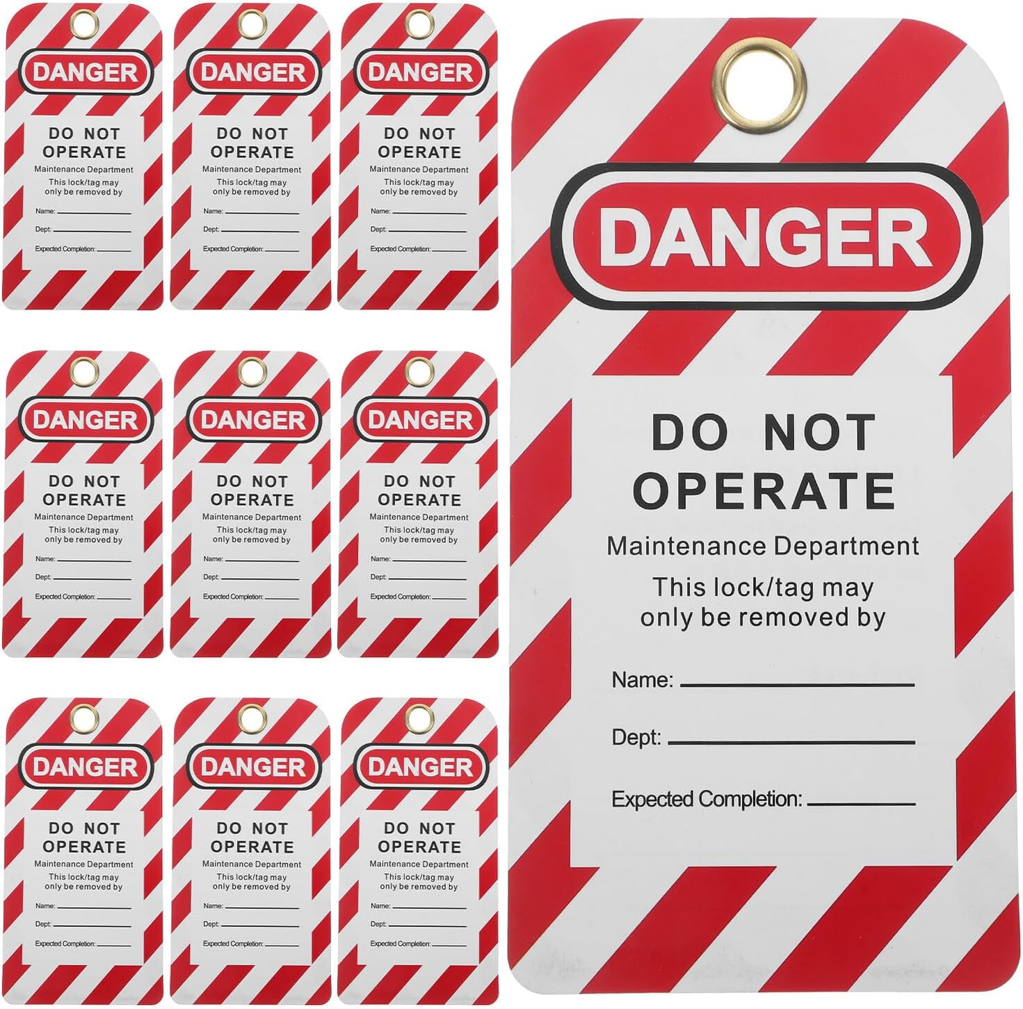 PRETYZOOM Warning Tags Do Not Operate Lockout Tags with Zip Ties, 10pcs Industrial Device Warning Labels for Equipment Maintenance and Factory Lockout Safety