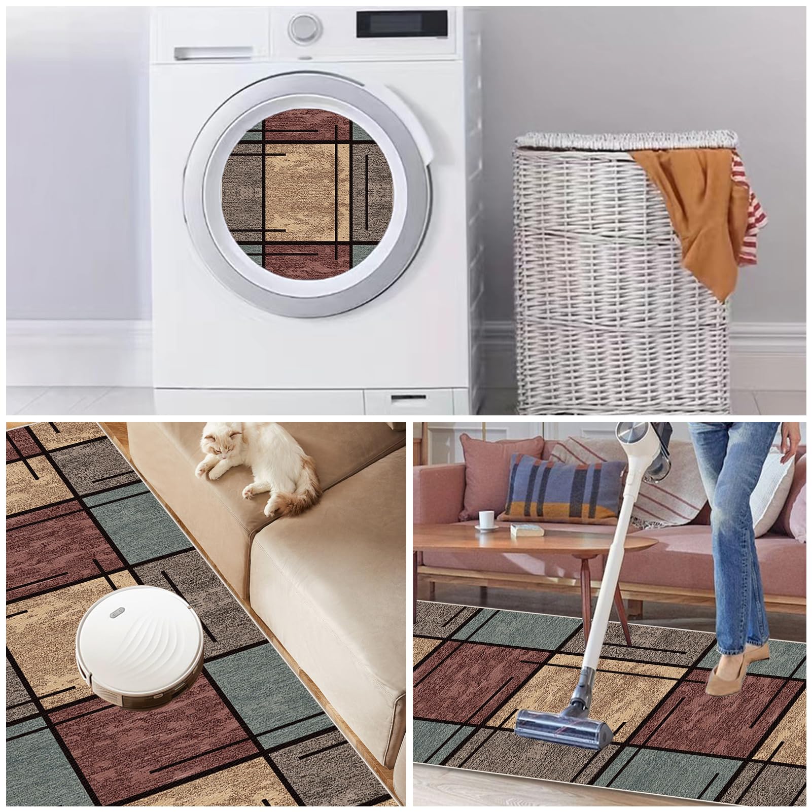 Teppich Läufer Flur Lang Kücheteppich Rutschfest Waschbar Modern 50 x 350 cm Teppichläufer Flur Schmutzfangmatte Küchenläufer Korridor Eingang Flurläufer Schlafzimmer Wohnzimmer Treppen Meterware