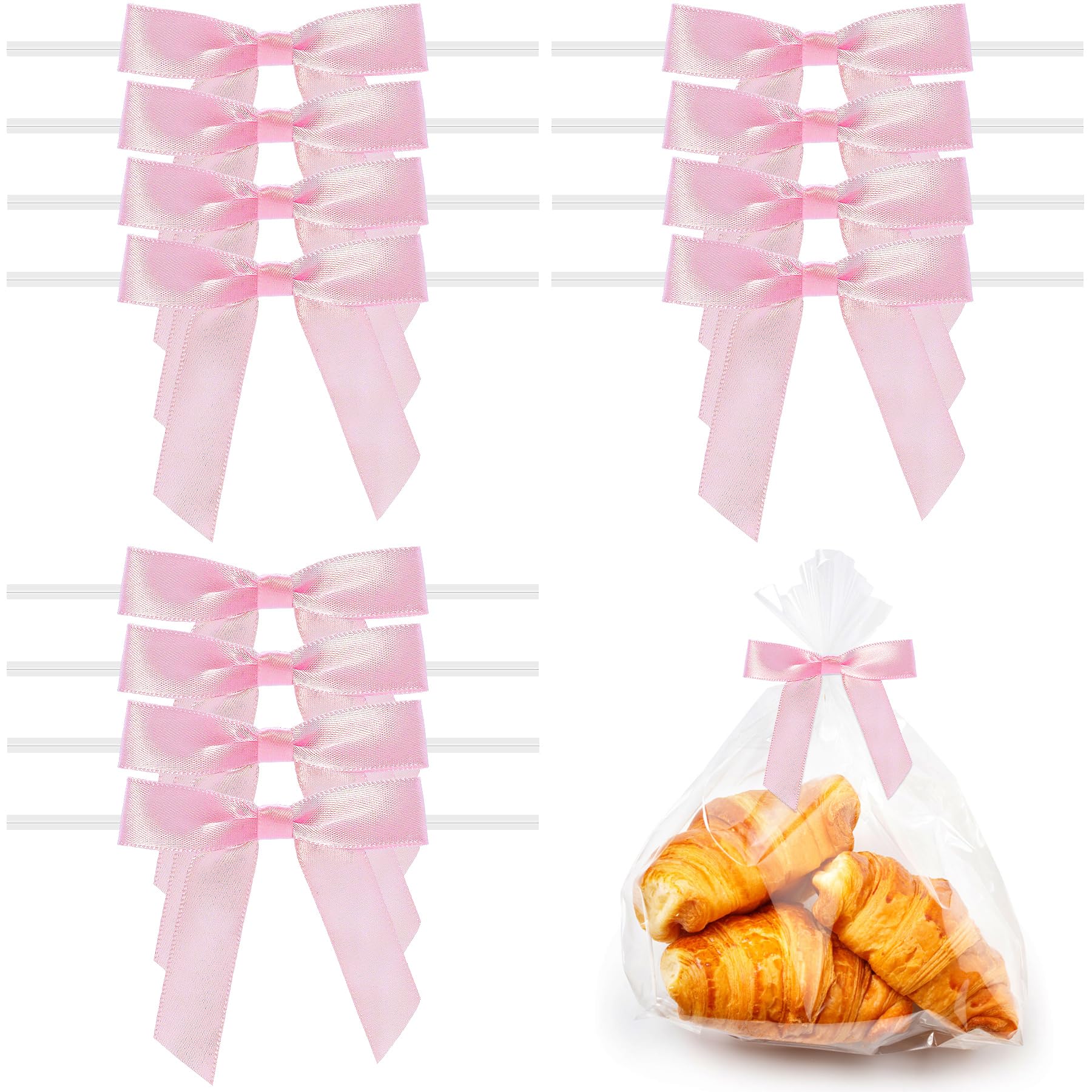 Lot De 50 Nœuds En Satin Rouge Vif Pour Emballage Cadeau, Petits Nœuds Avec Attaches Torsadées Pour Travaux Manuels, Gâteaux, Pop, Friandises, Mariage, Fête Prénuptiale, Décoration De Fête