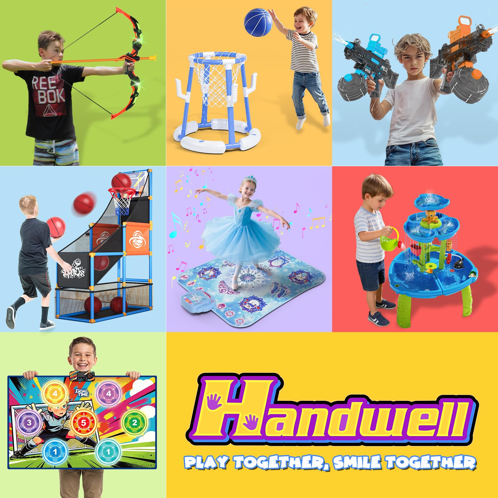Handwell Tapis de Danse Lumineux Bluetooth 5 Modes de Jeu pour Enfants 3-8 Ans