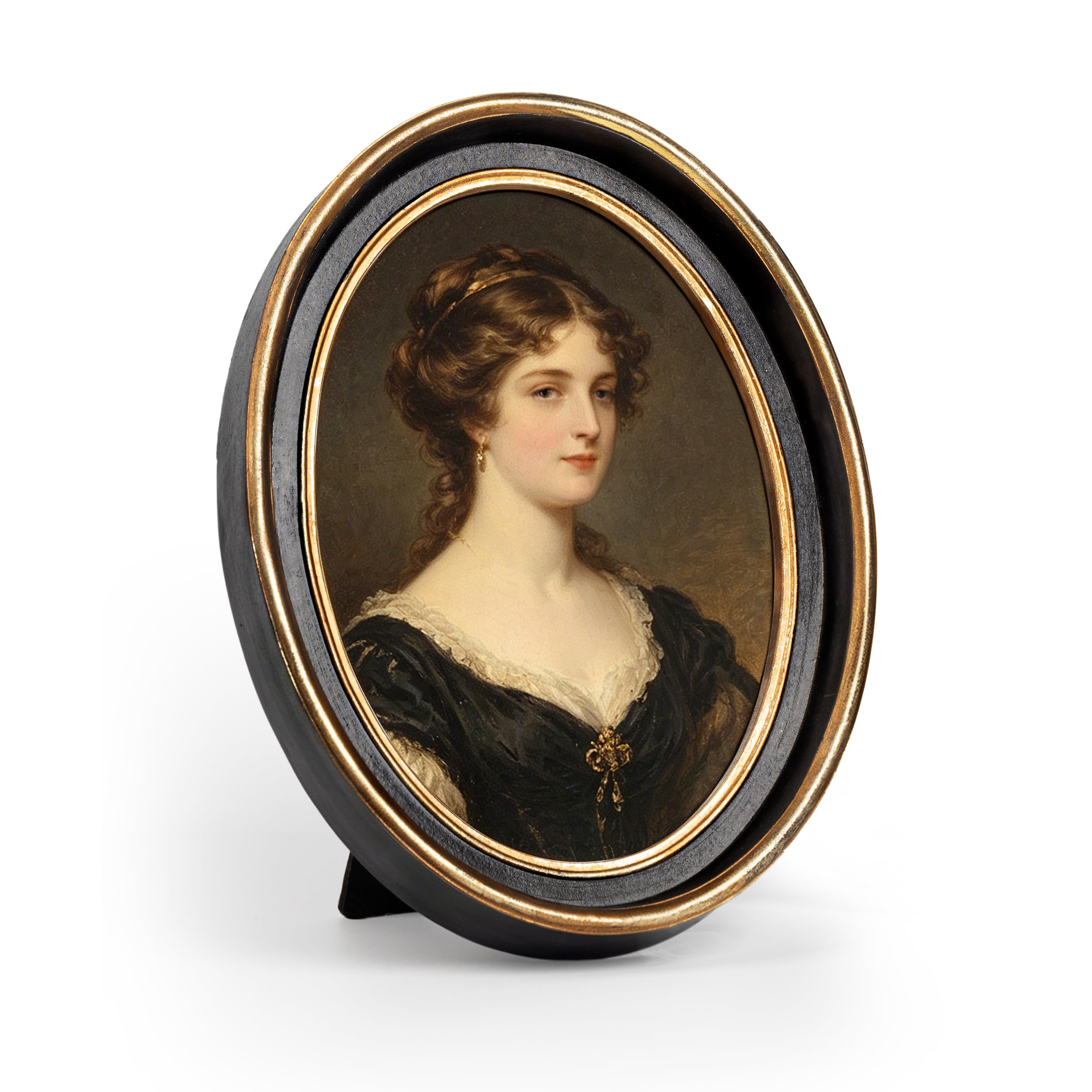 AELS 5x7 Inch Vintage Picture Frame, Elegant Antique Photo Frames with Glass Front, Photo Display, Tabletop Wall Hanging, Gift Ideas, Black Oval with Gold Trim