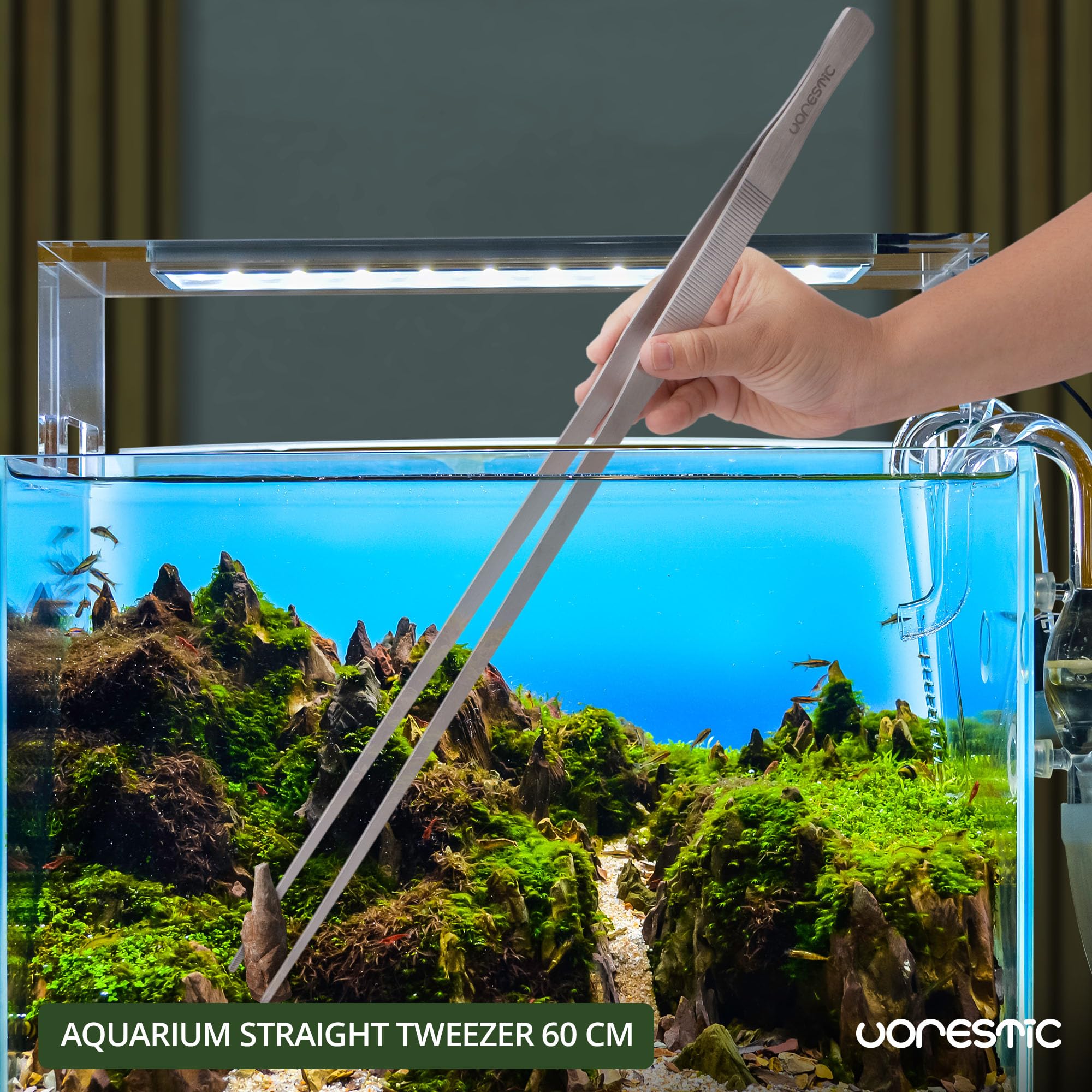 VORESTIC Gerade Aquarium Pinzette 60 cm, Pflanzen Aquarium Zange 60 cm, Sehr Lange Pinzette Terrarium Aquascaping