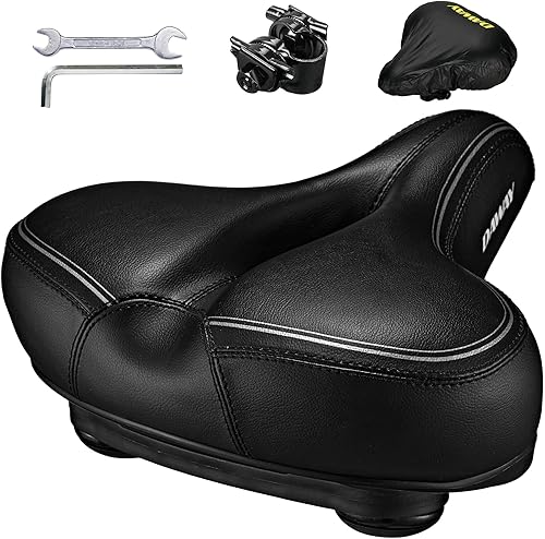 DAWAY C30 Comfortable Oversized Bike Seat - Compatible with Peloton Exercise Mountain or Road Bikes Extra Wide Bicycle Saddle Replacement with