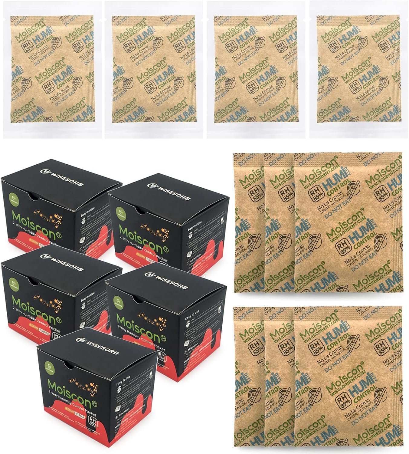 75 Pack 85% RH 8 Gram Two-Way Humidity Control Packs for Wooden Musical Instruments, Size 8 Moisture Control Packets for Bagpipe Reeds, Saxophone Reeds Individually Wrapped