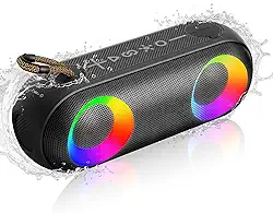 Caixa de Som Bluetooth, Iluminação RGB Caixas de Som Portáteis Bluetooth, IPX6 À Prova D'Água Portatil, Bluetooth 5.2, Bateria de 2400mah