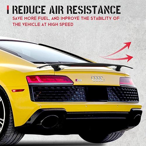 Miniatura 6 de KKoneAuto Alerón trasero universal de 52 pulgadas ajustable para maletero de carreras, estilo GT, alerón universal con aspecto de fibra de carbono,