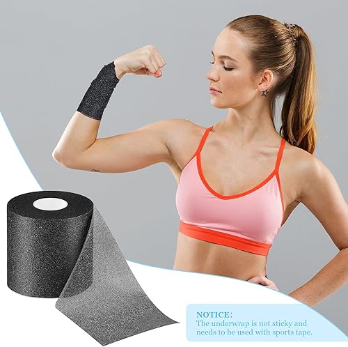 Miniatura 6 de 2 rollos de cinta atlética preenvuelta de espuma de cinta deportiva de espuma para cabello, muñecas, codos, rodillas y tobillos, 2.75 pulgadas x 30