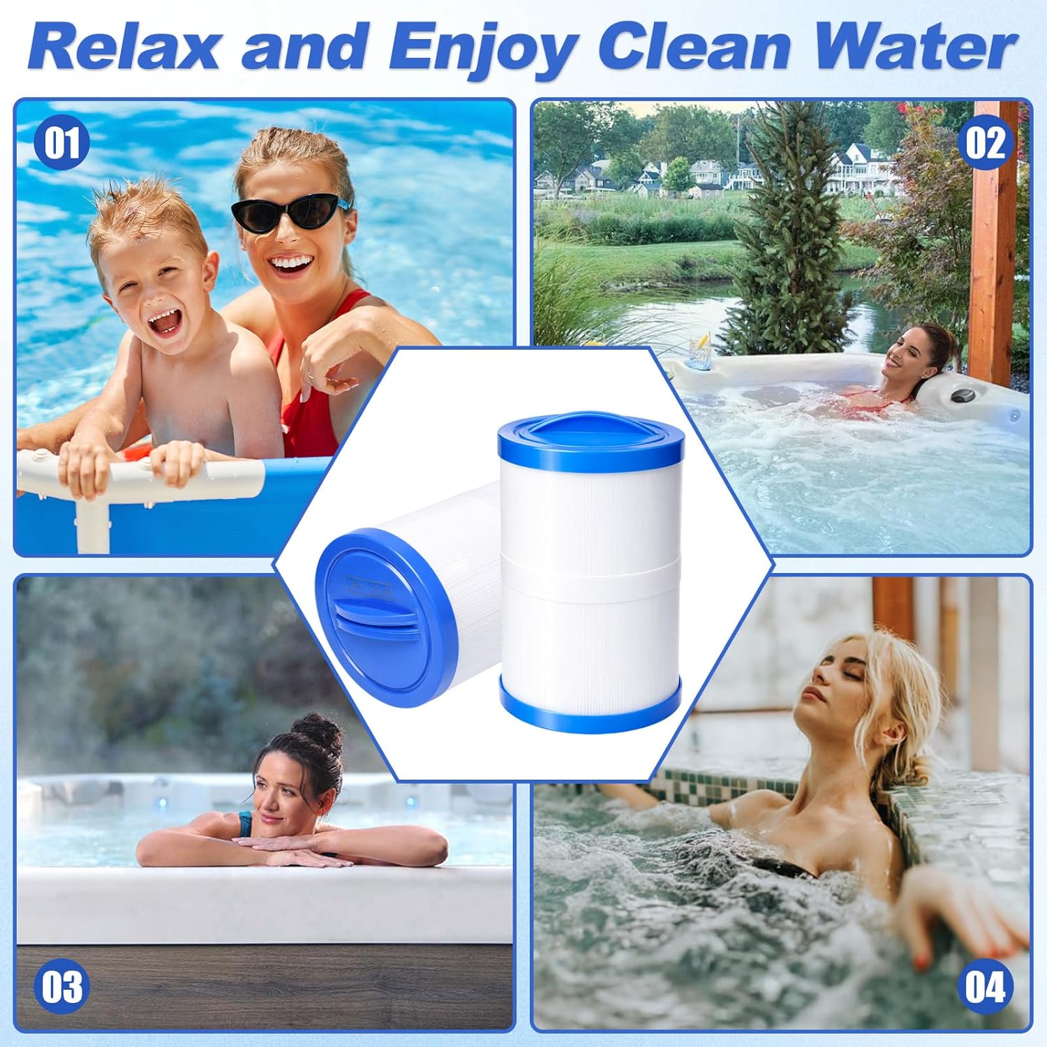 PWW35L Hot Tub Filter Cartridge Filter Compatible with Unicel 4CH-935 Waterway 817-4035 Teleweir 35 SF, Pool & Spa Filter, 2 Pack